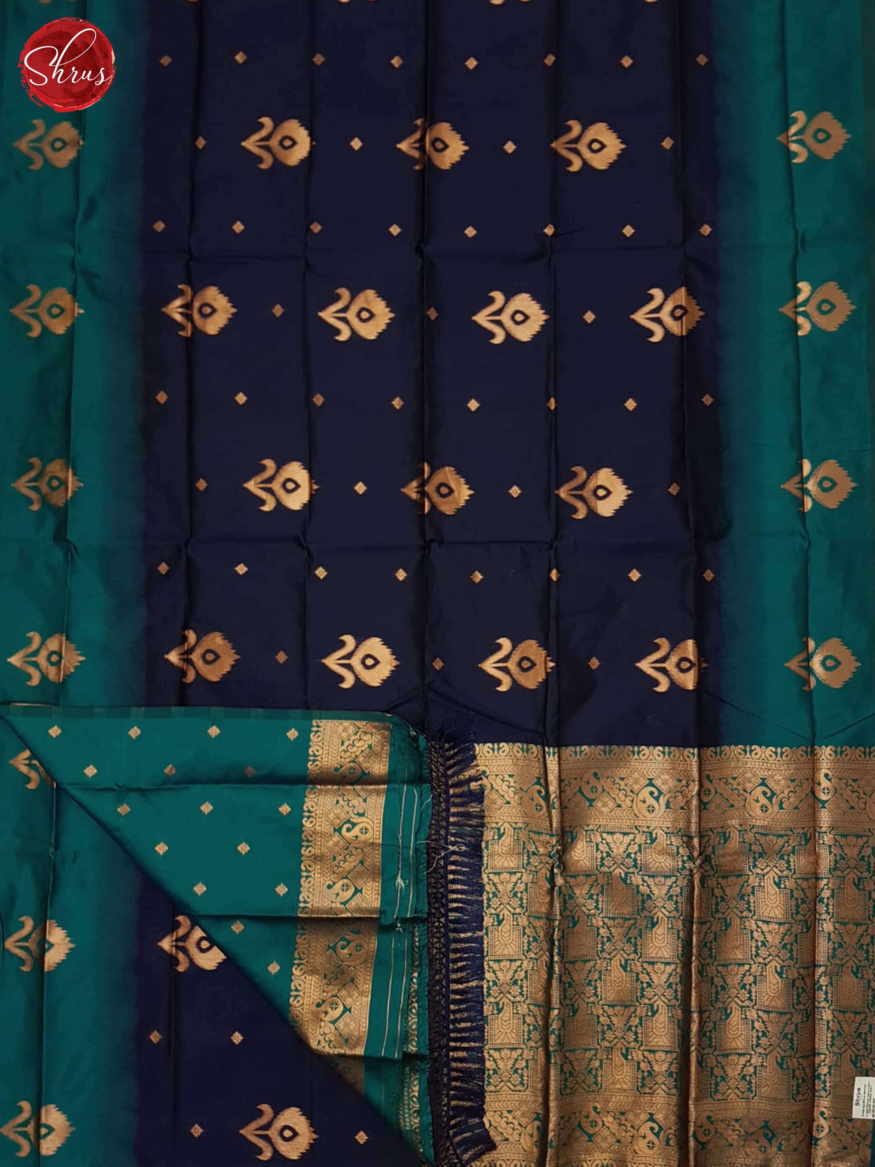 Navy blue & Blue - Semi Soft Silk Saree - Shop on ShrusEternity.com