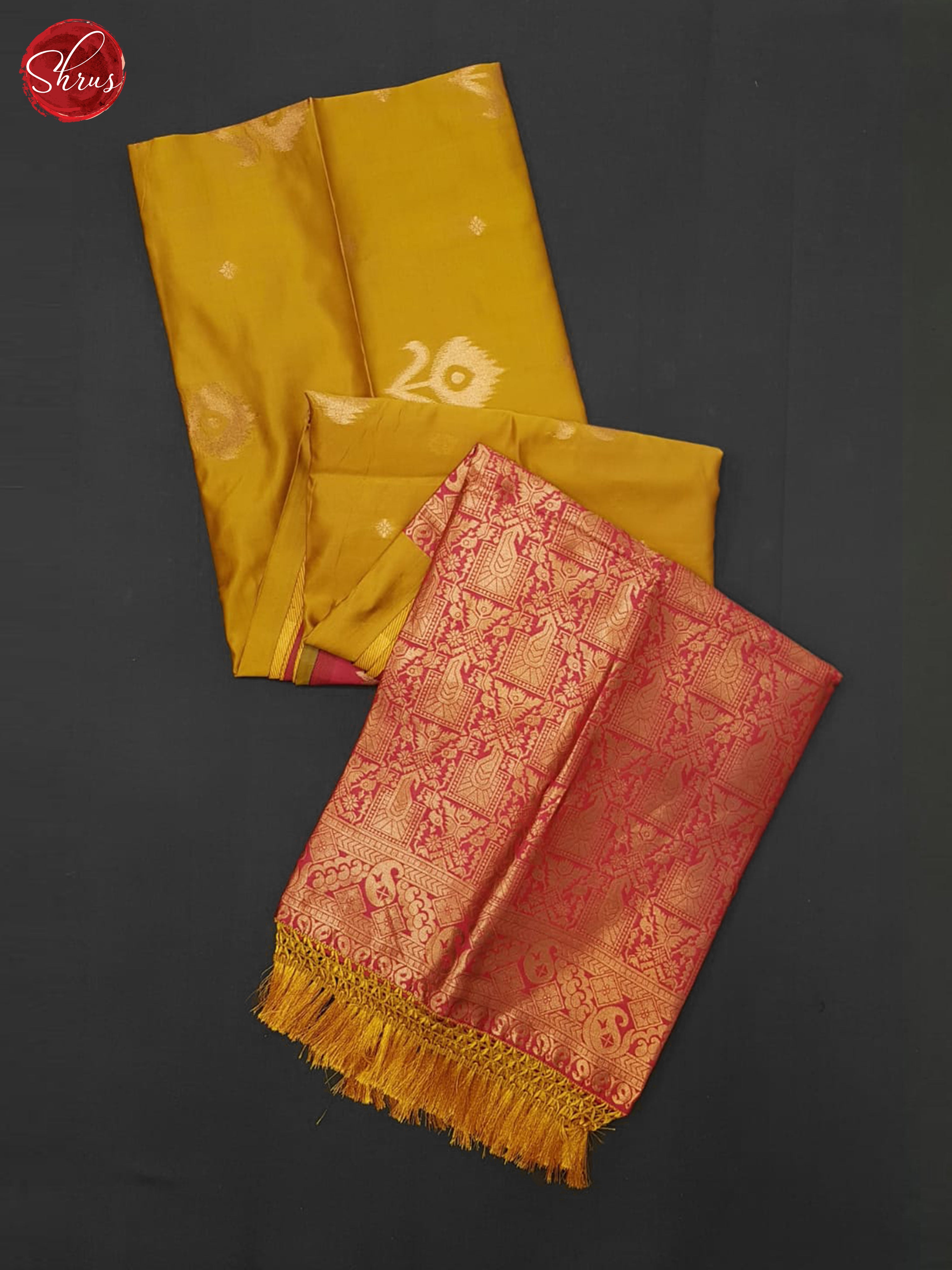 mustard and pink- Semi Soft Silk saree - Shop on ShrusEternity.com