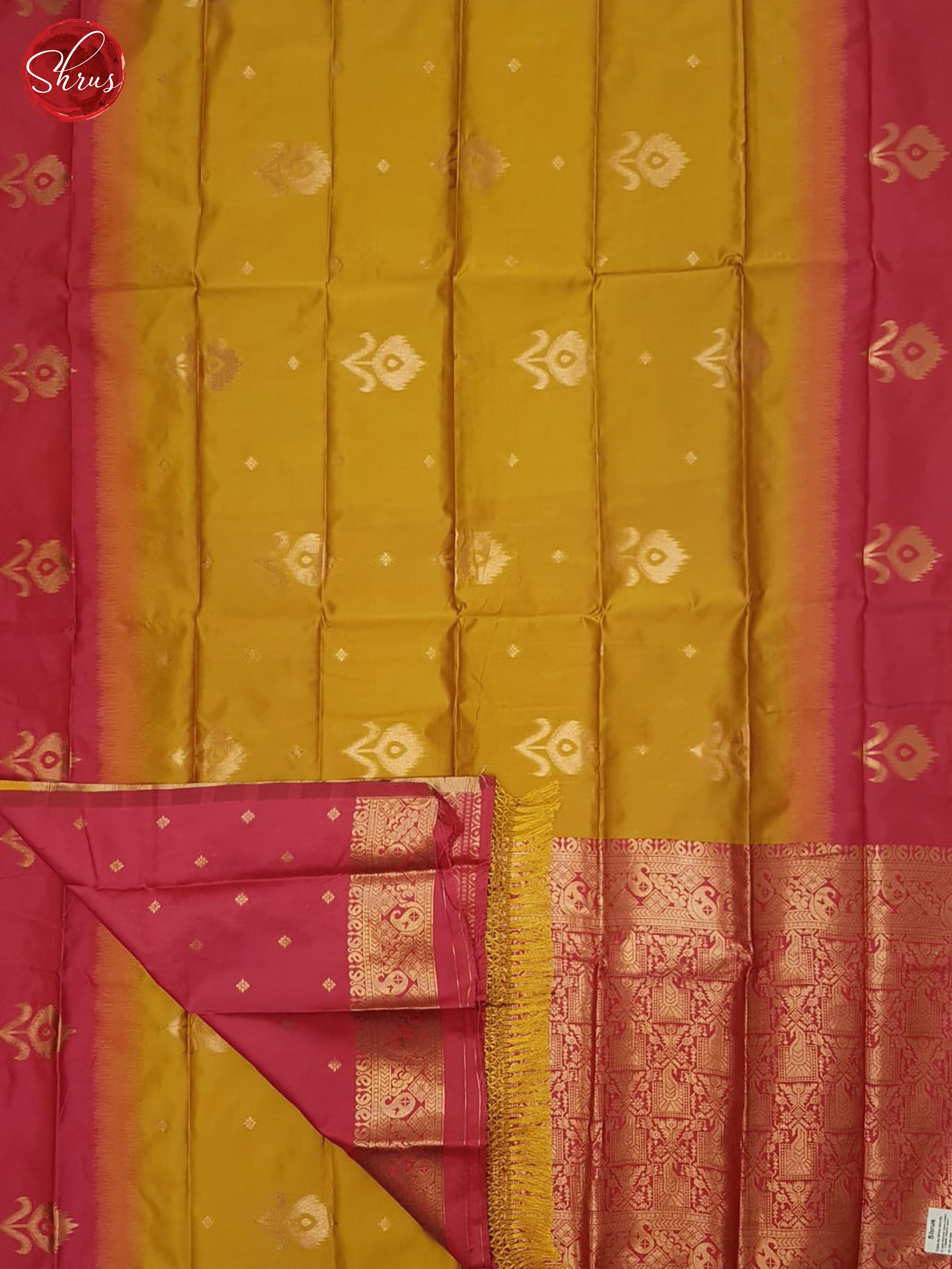 mustard and pink- Semi Soft Silk saree - Shop on ShrusEternity.com