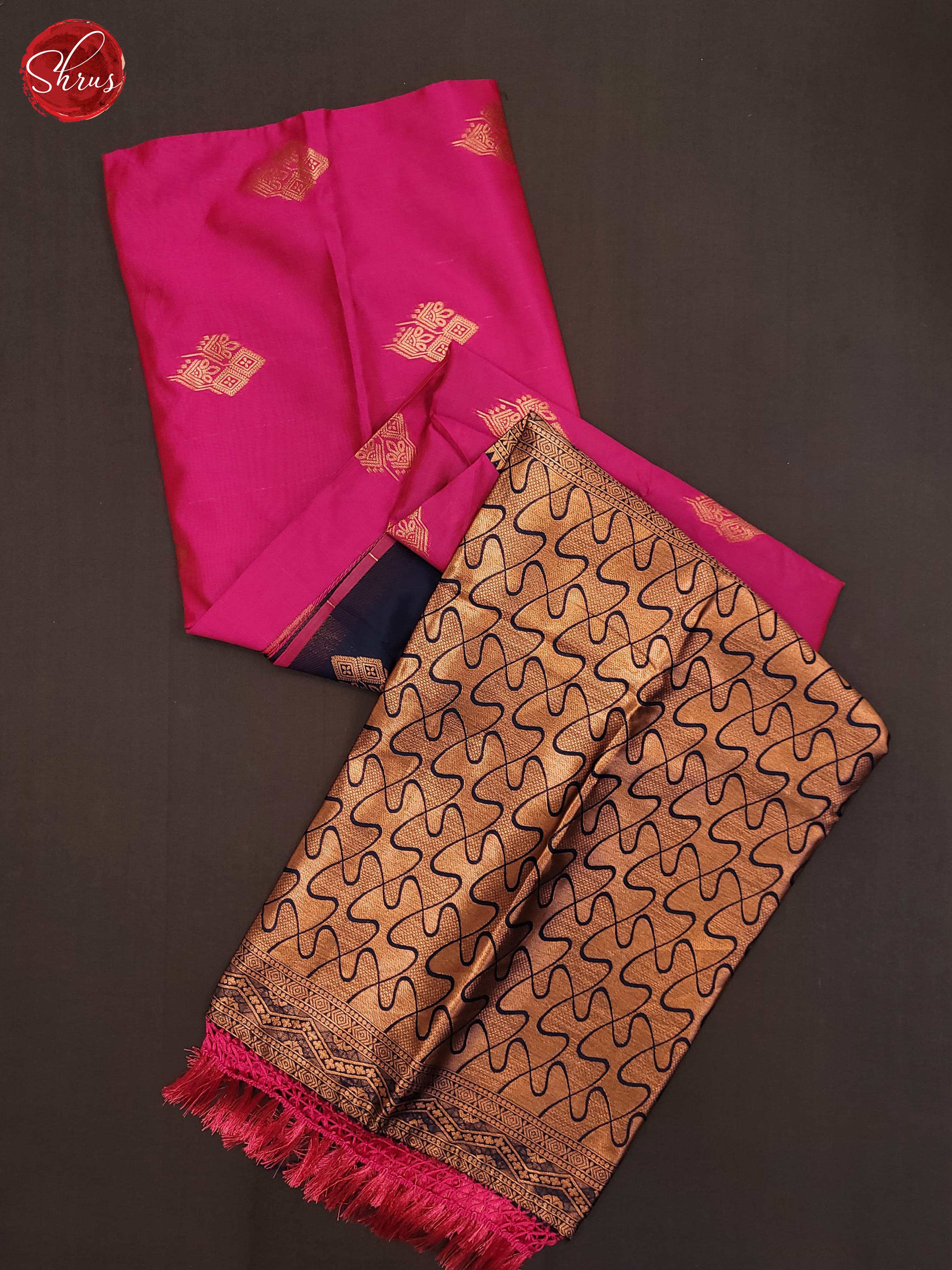 Pink and Navy blue- Semi Soft Silk Saree - Shop on ShrusEternity.com