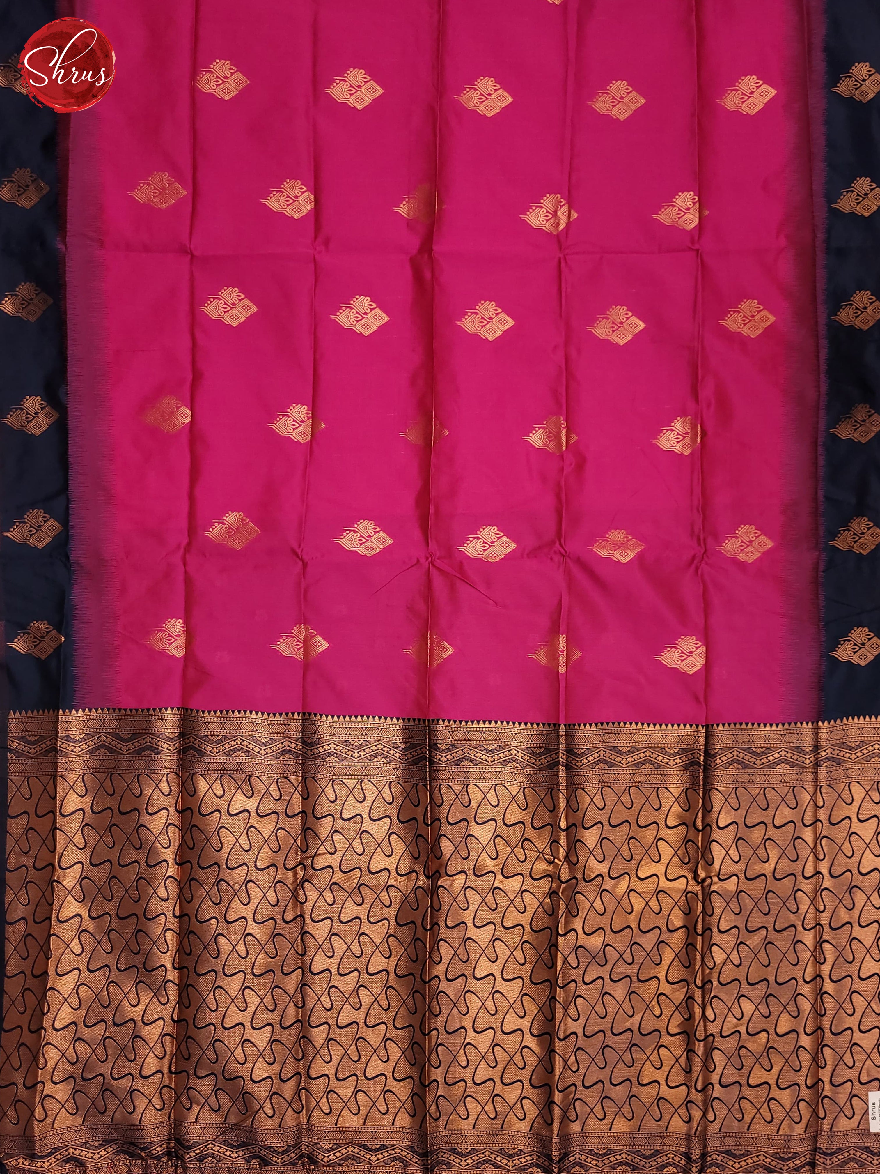 Pink and Navy blue- Semi Soft Silk Saree - Shop on ShrusEternity.com