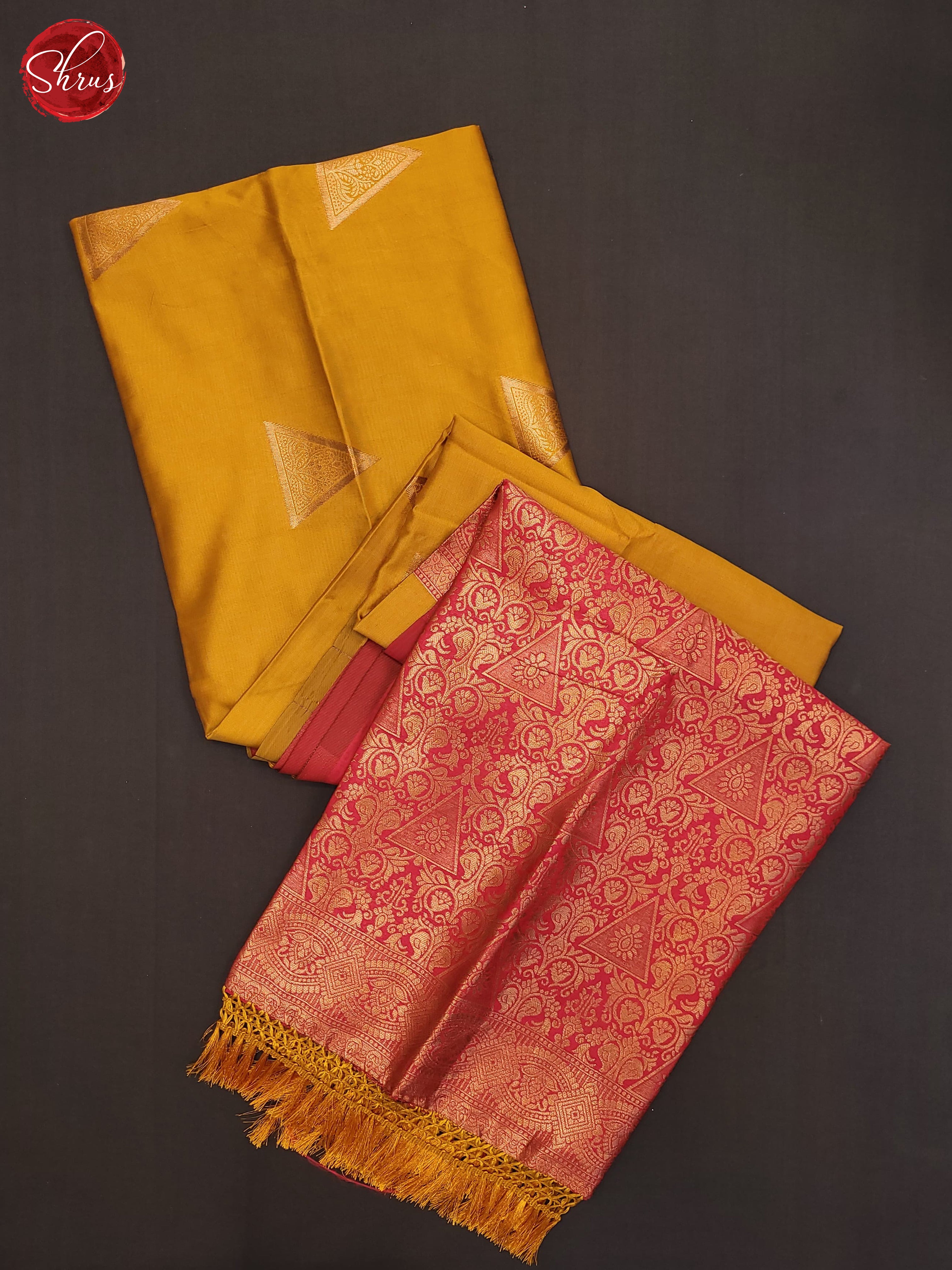 Mustard & Pink - Semi Soft Silk Saree - Shop on ShrusEternity.com