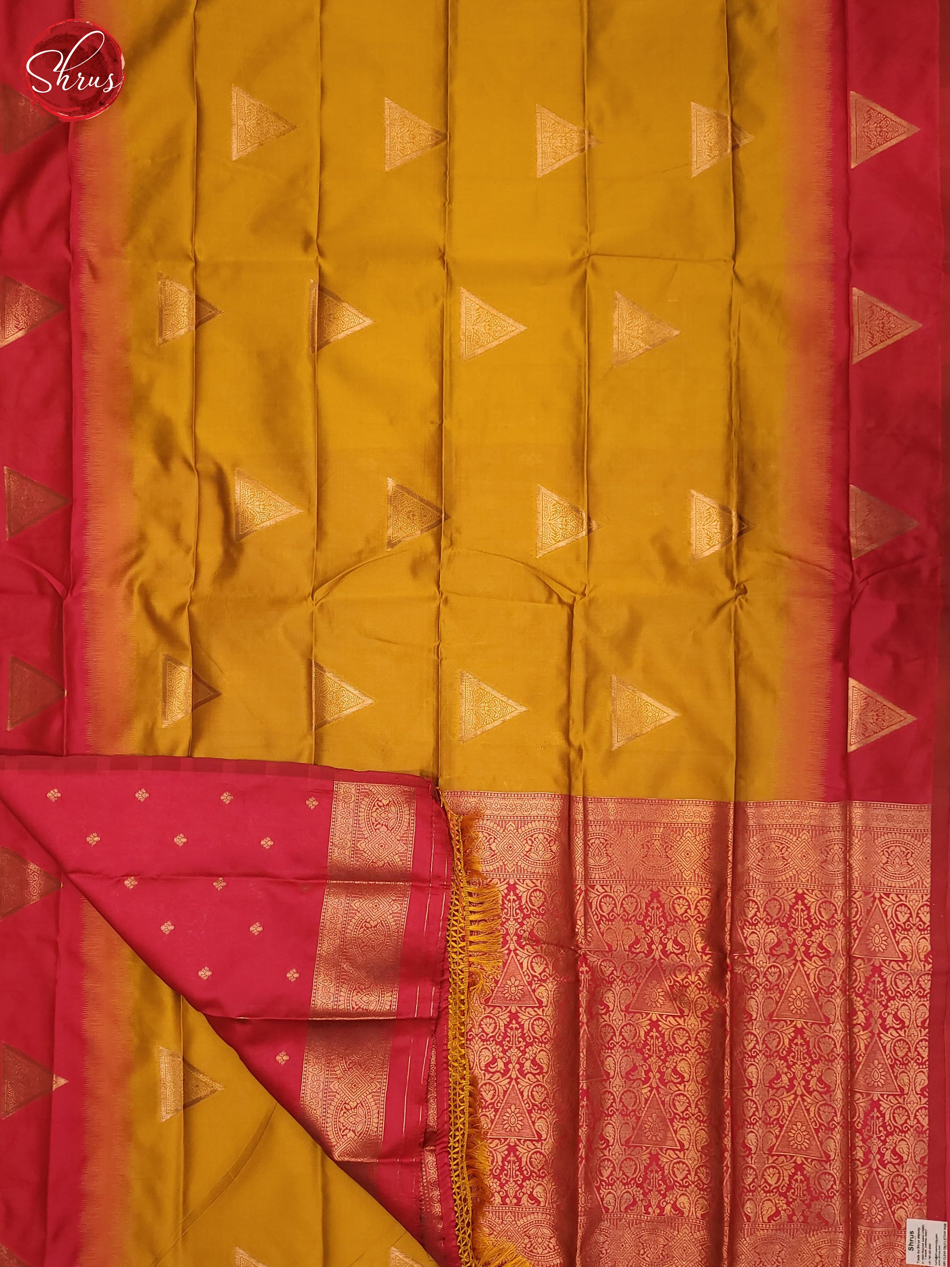 Mustard & Pink - Semi Soft Silk Saree - Shop on ShrusEternity.com