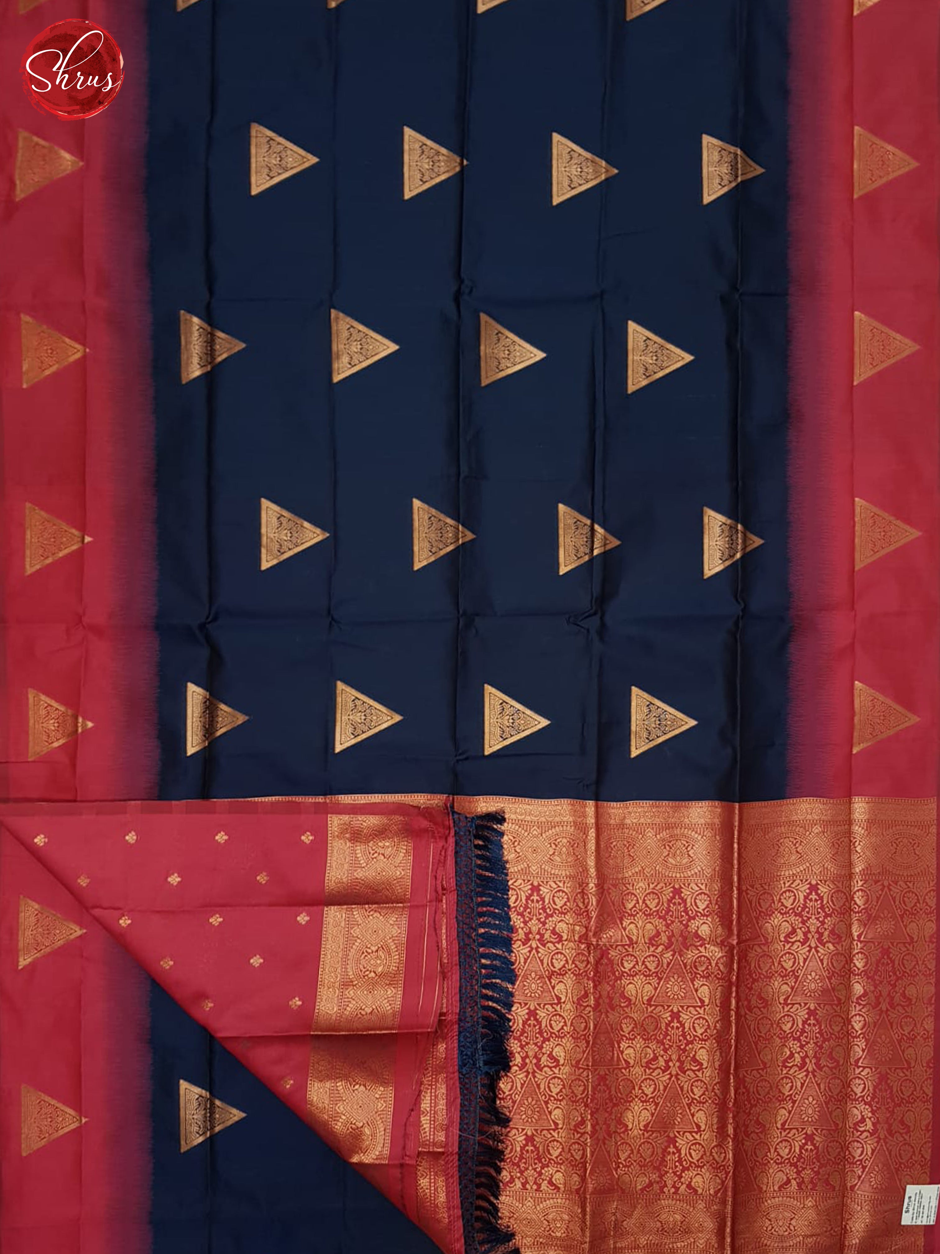 Blue & Pink - Semi Softsilk Saree - Shop on ShrusEternity.com