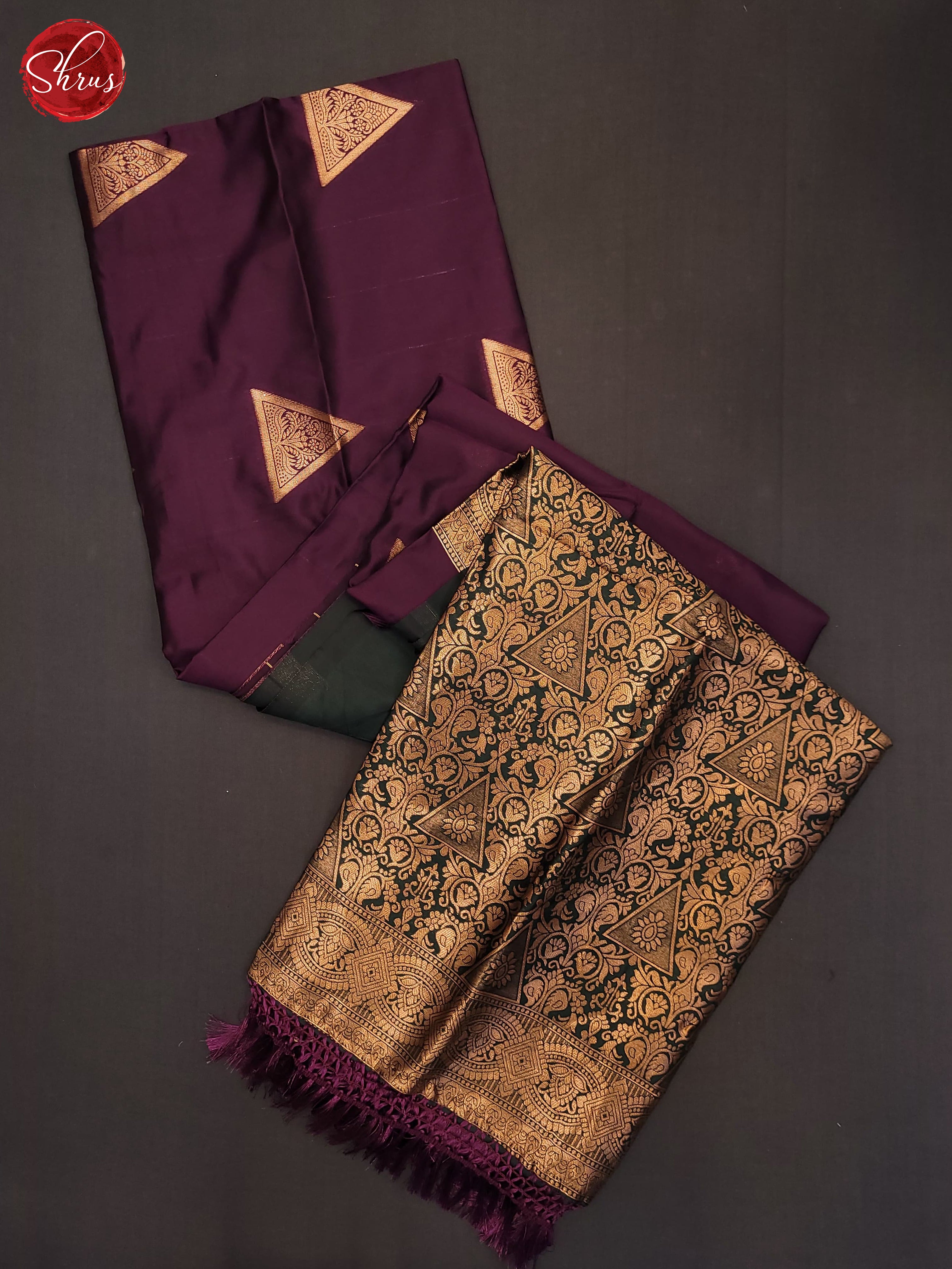 Wine & Green - Semi Soft Silk Saree - Shop on ShrusEternity.com