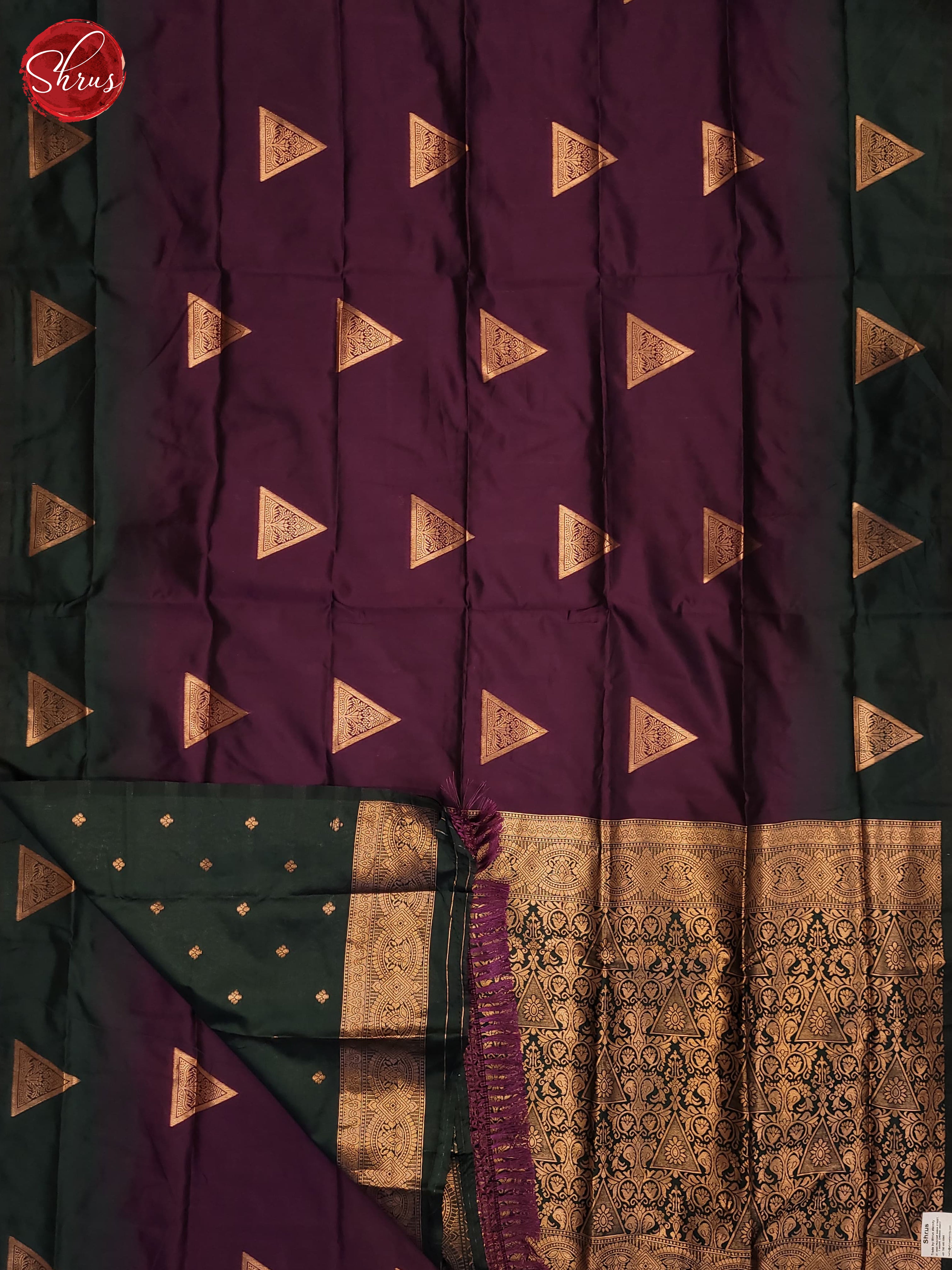 Wine & Green - Semi Soft Silk Saree - Shop on ShrusEternity.com