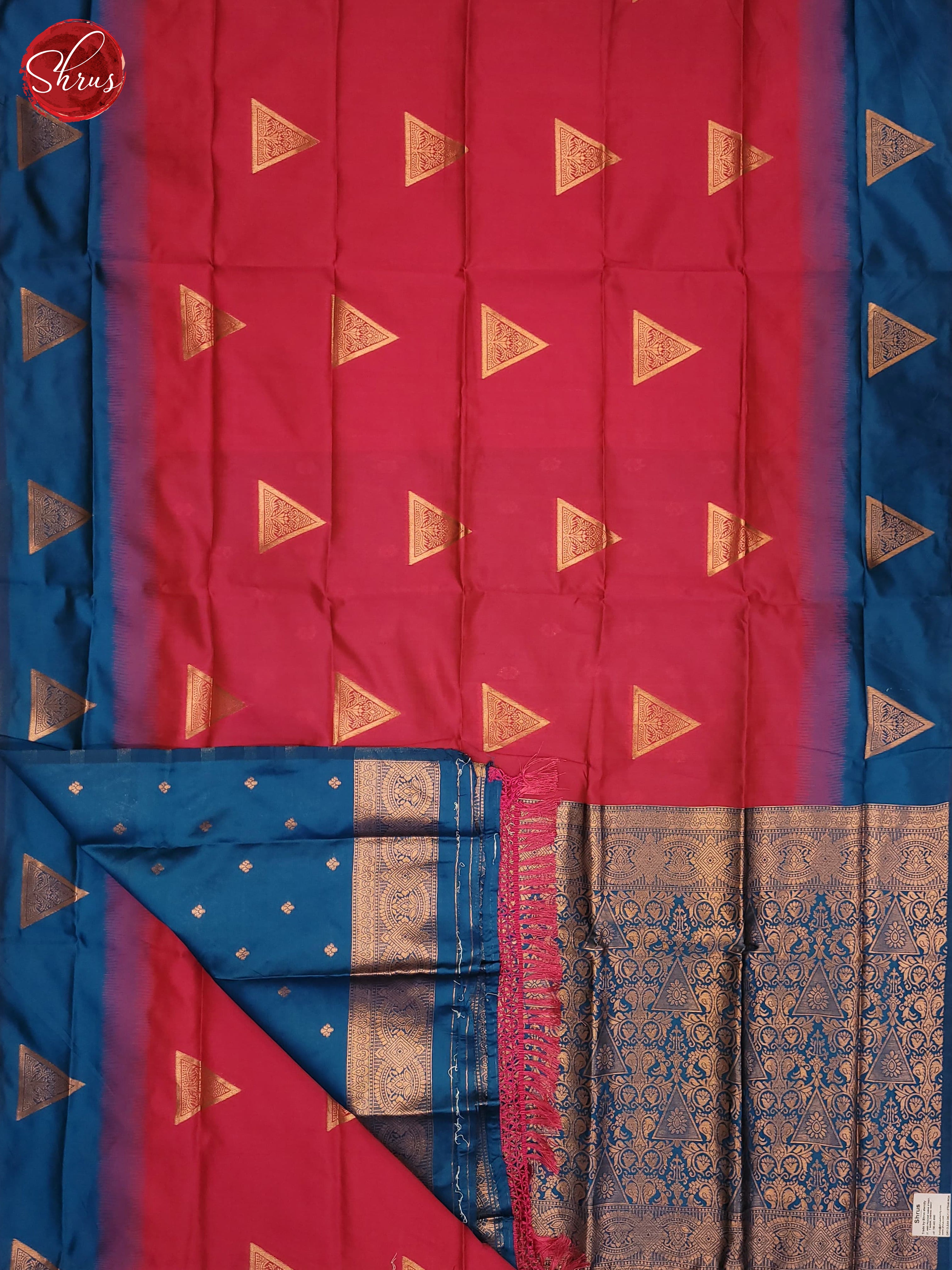 Pink and blue- Semi Soft Silk saree - Shop on ShrusEternity.com