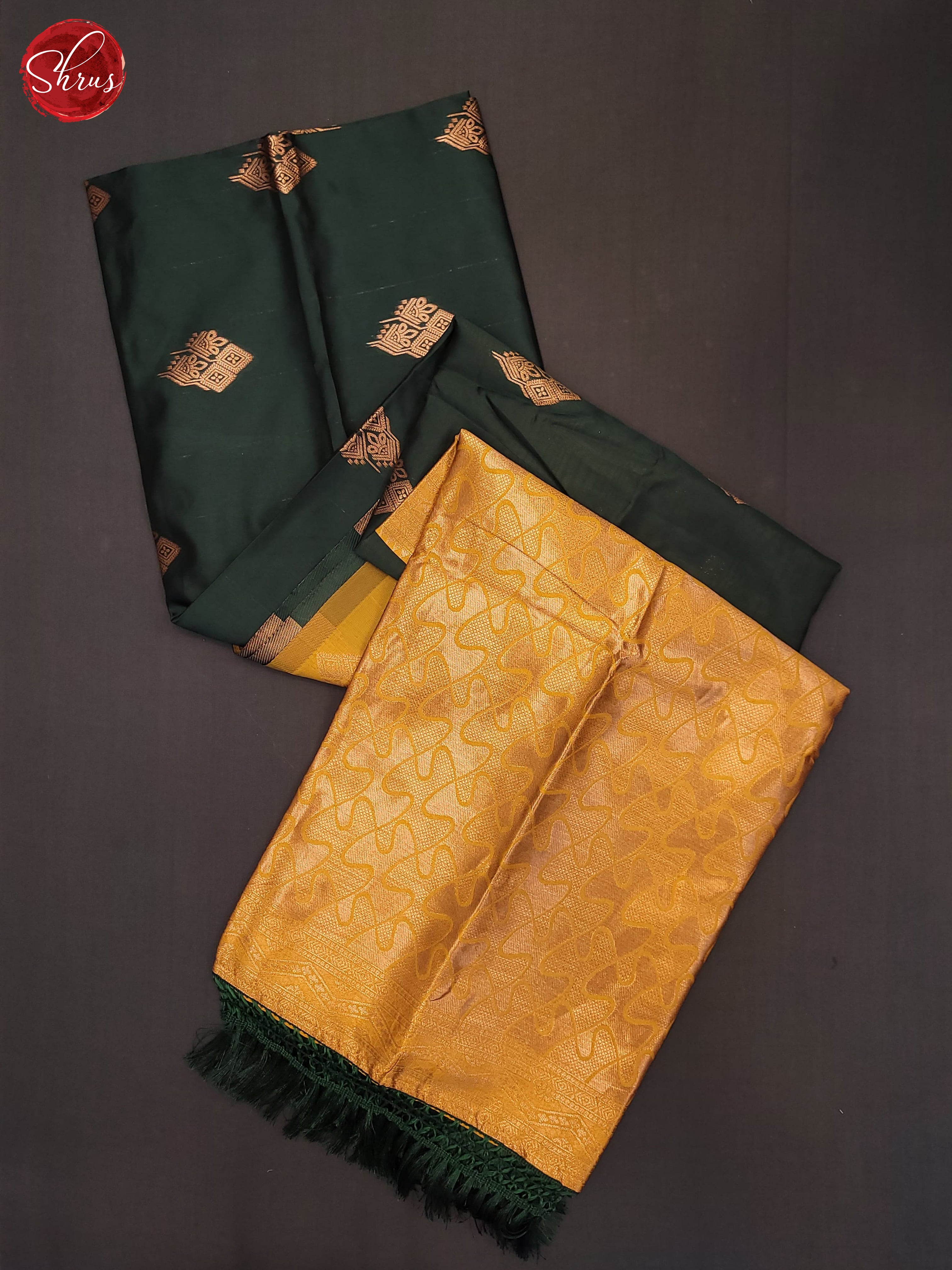 Bottle Green and mustard - Semi soft Silk Saree - Shop on ShrusEternity.com