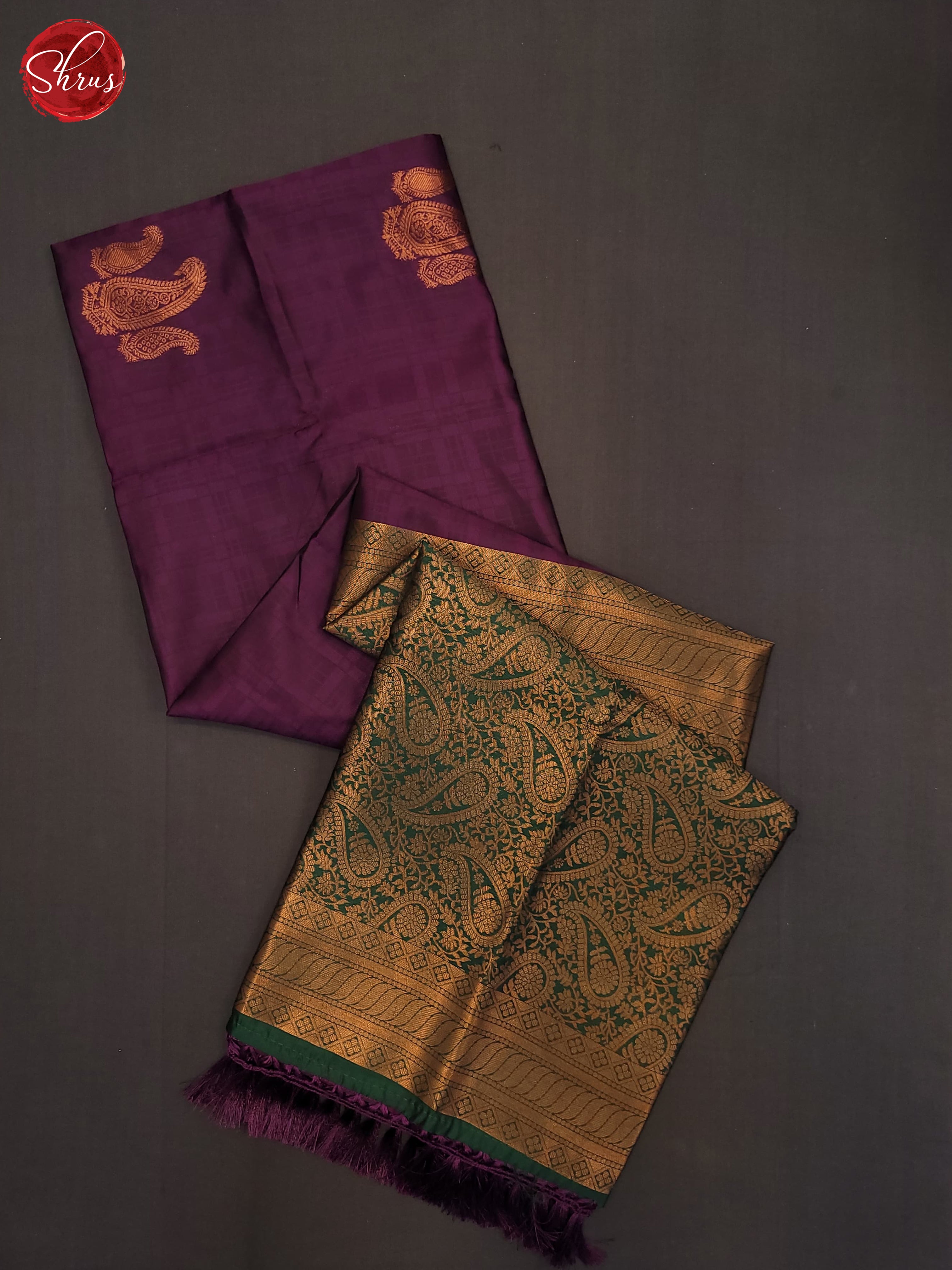 Wine & Green - Semi Soft Silk Saree - Shop on ShrusEternity.com