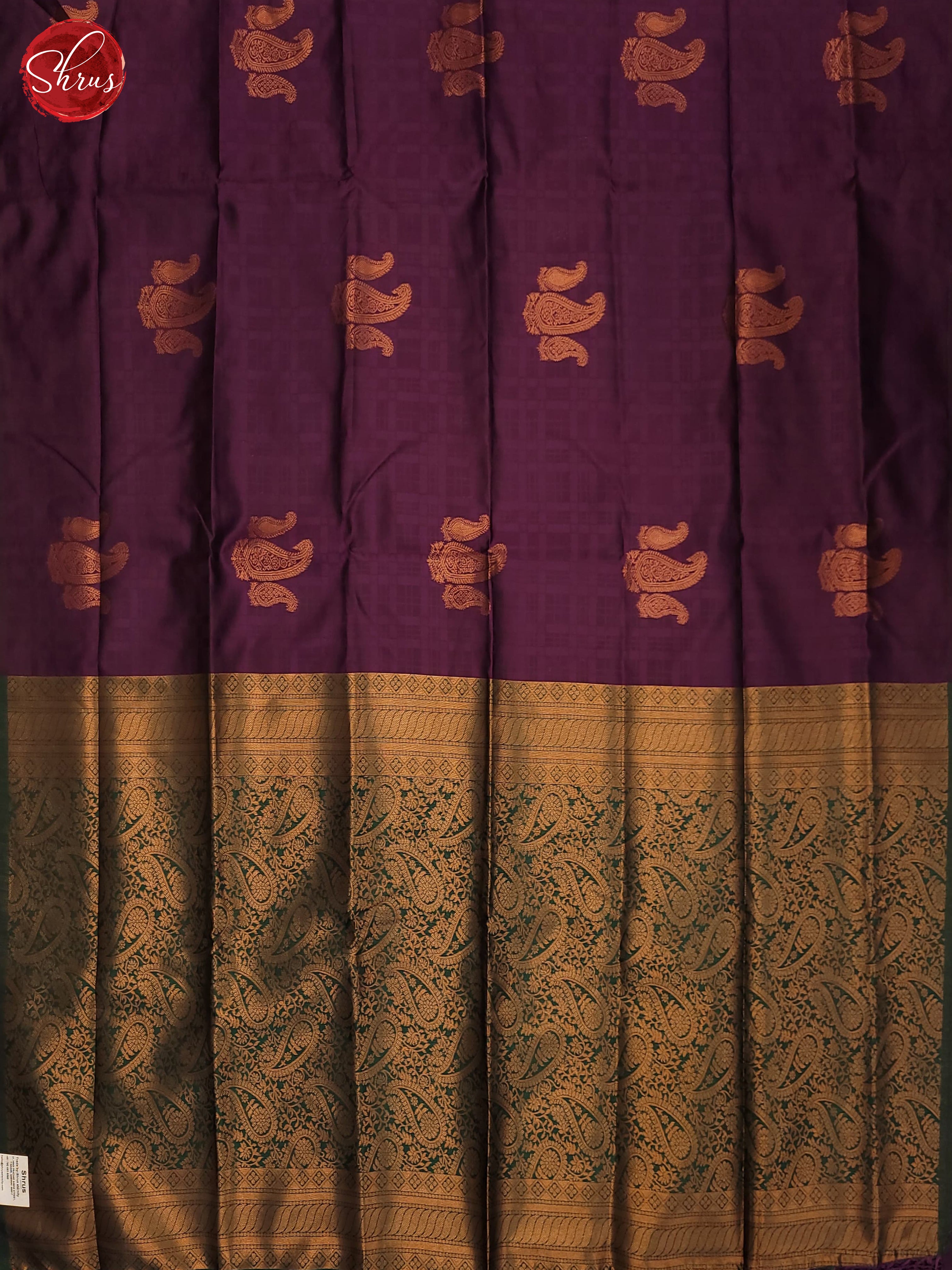 Wine & Green - Semi Soft Silk Saree - Shop on ShrusEternity.com