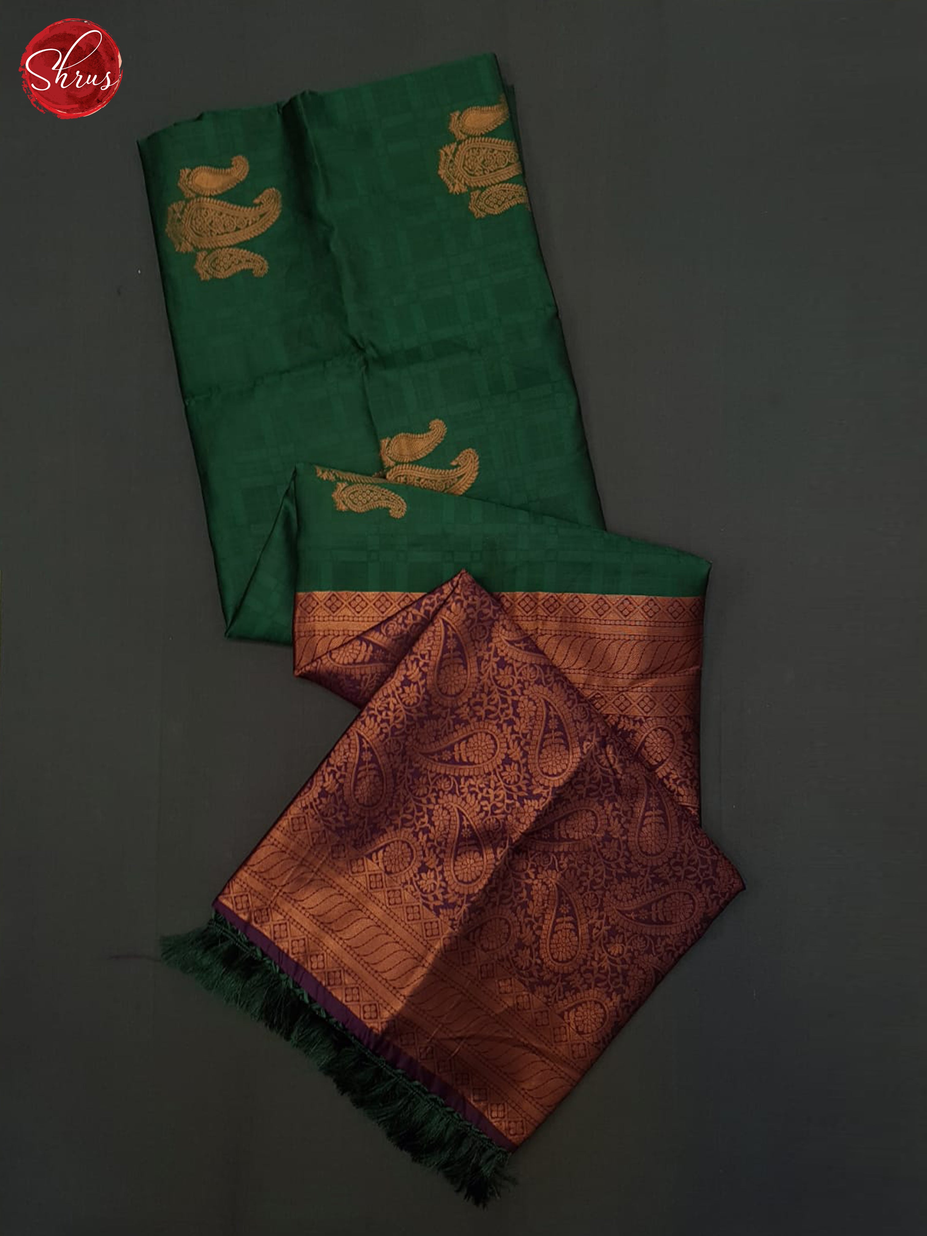 Green & Purple - Semi Softsilk Saree - Shop on ShrusEternity.com