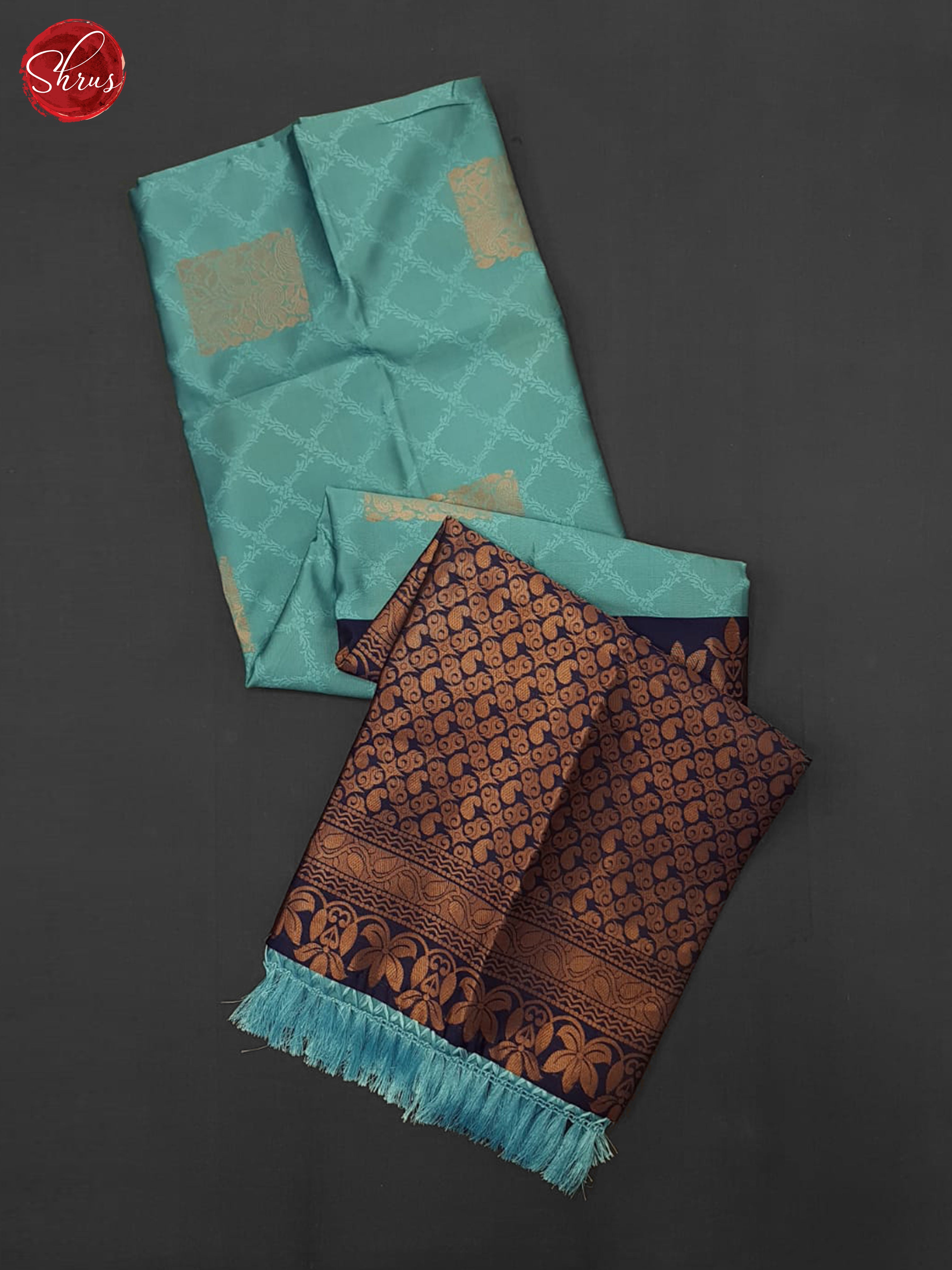 Pastel Blue & blue- Semi Soft Silk Saree - Shop on ShrusEternity.com