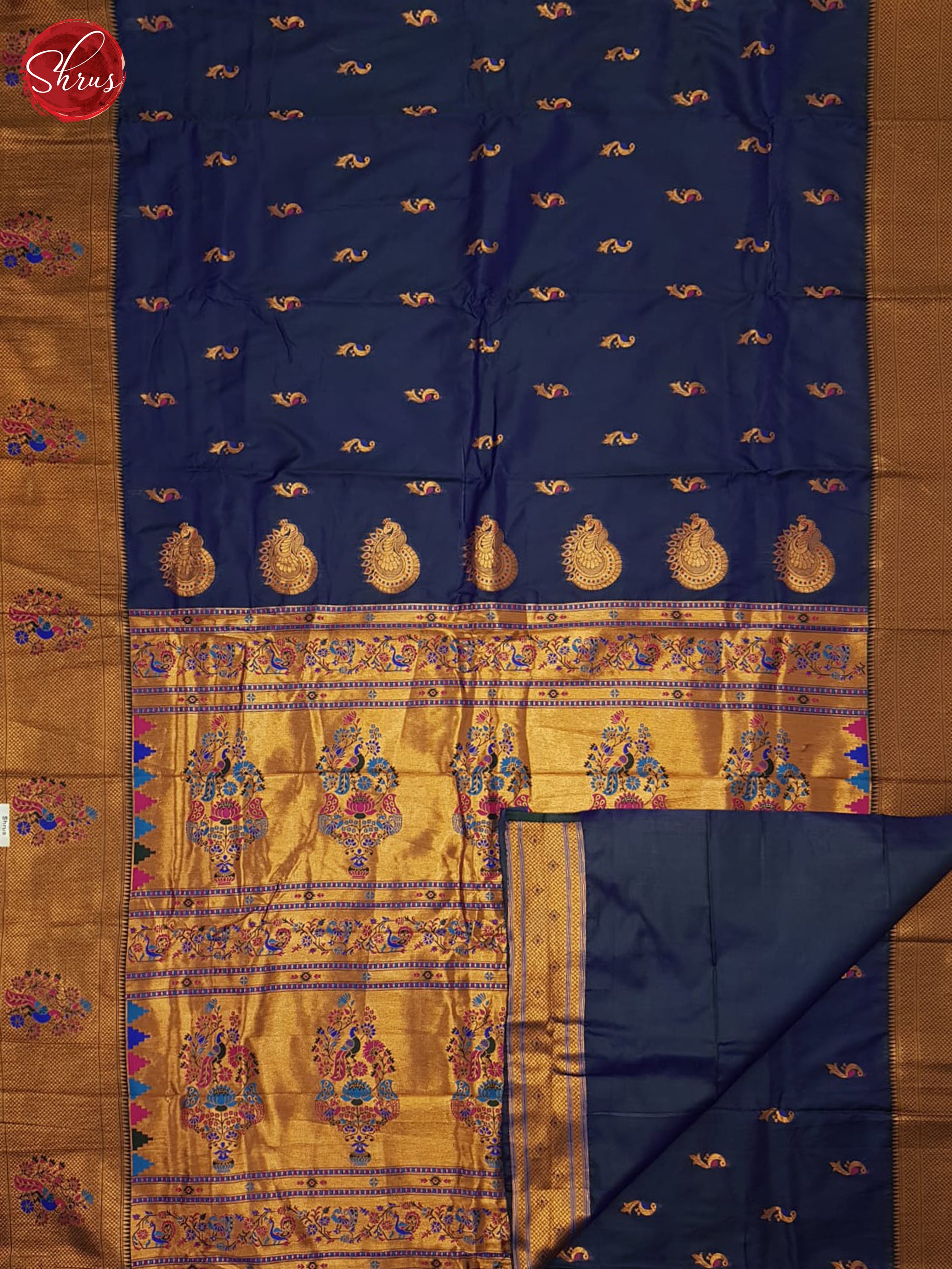 Blue(Single tone) - Semi Paithani - Shop on ShrusEternity.com