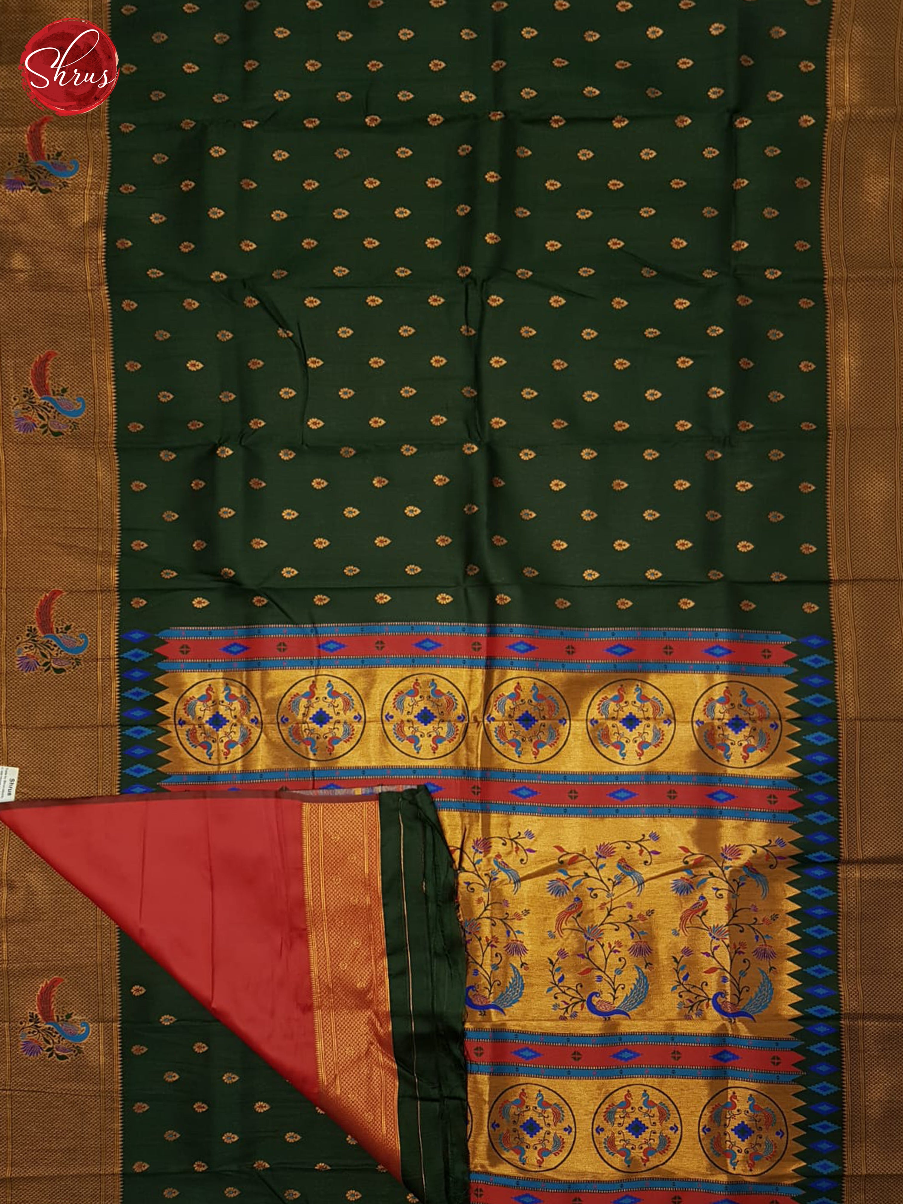 Green &  Red  - Semi Paithani - Shop on ShrusEternity.com