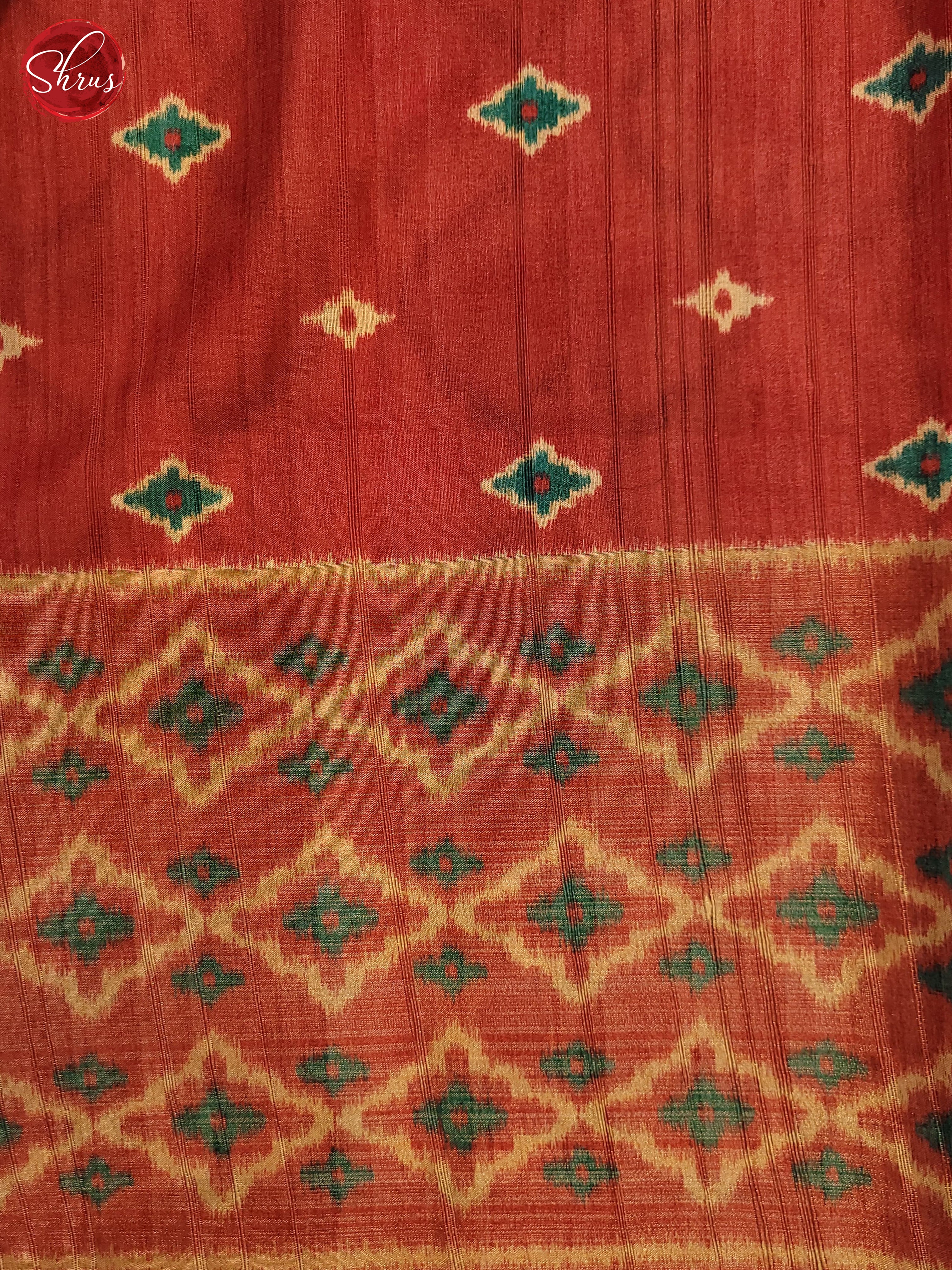 Beige &  Red - Semi Pochampally Saree - Shop on ShrusEternity.com