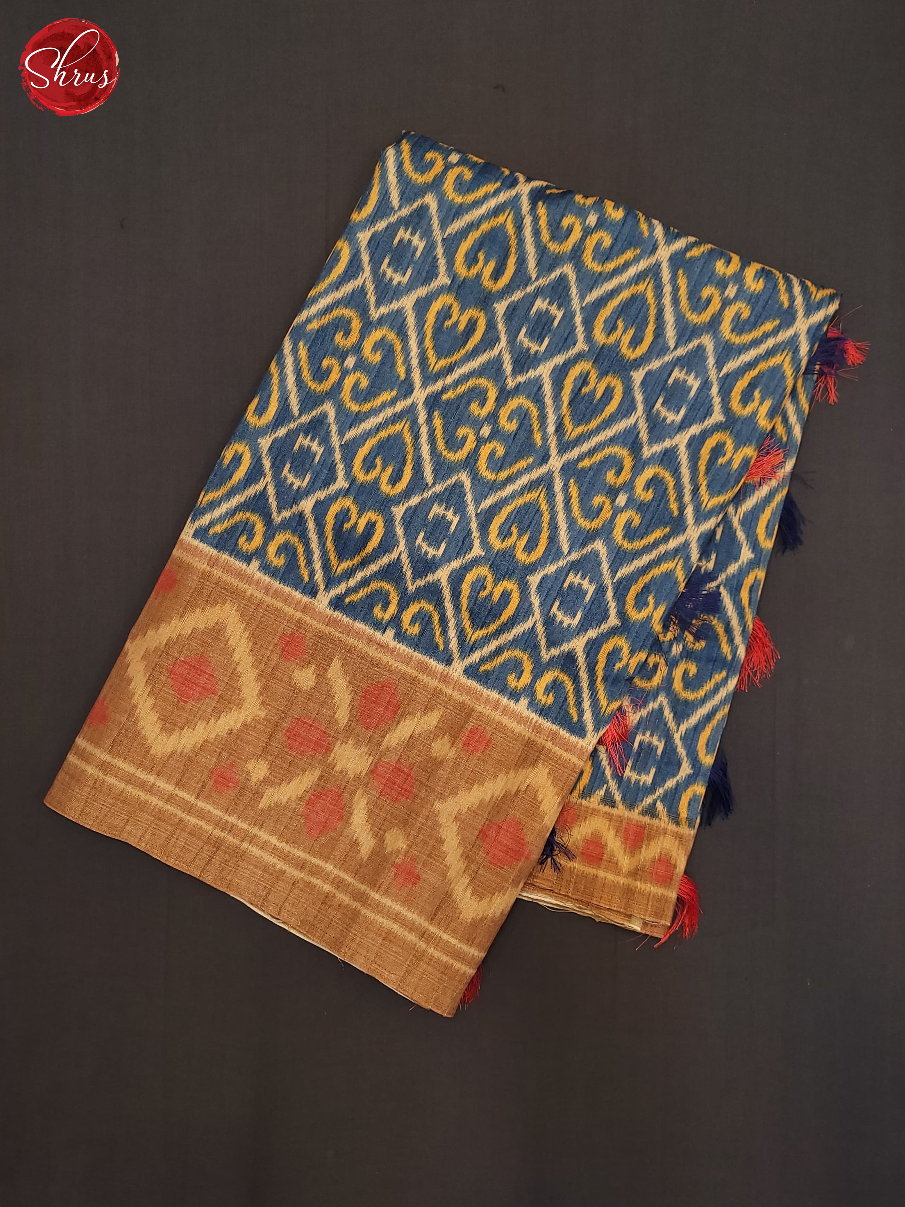 Blue & Orange - Semi Pochampally Saree - Shop on ShrusEternity.com