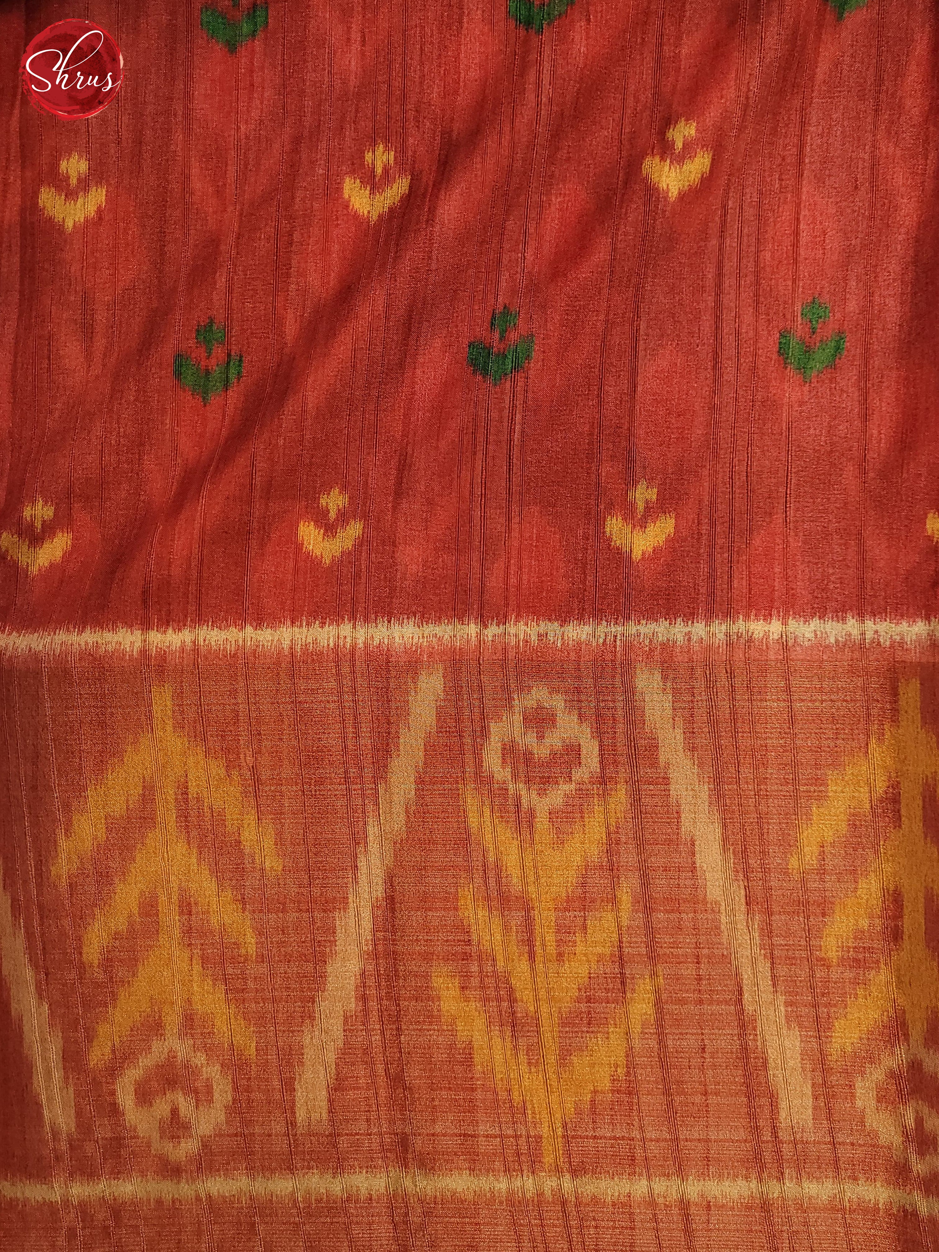 Green & Orange - Semi Pochampally Saree - Shop on ShrusEternity.com