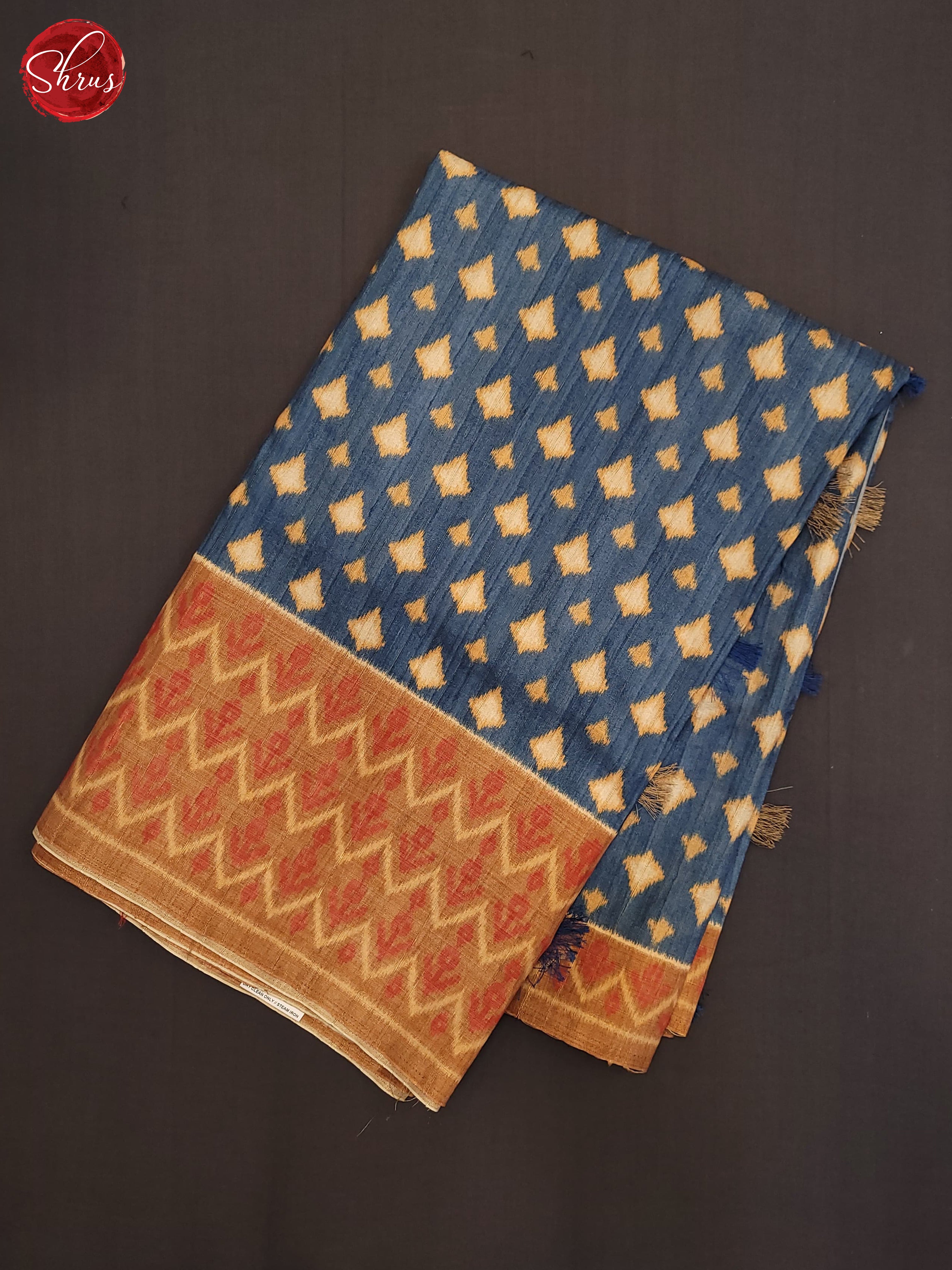 Blue & Brown - Semi Pochampally Saree - Shop on ShrusEternity.com