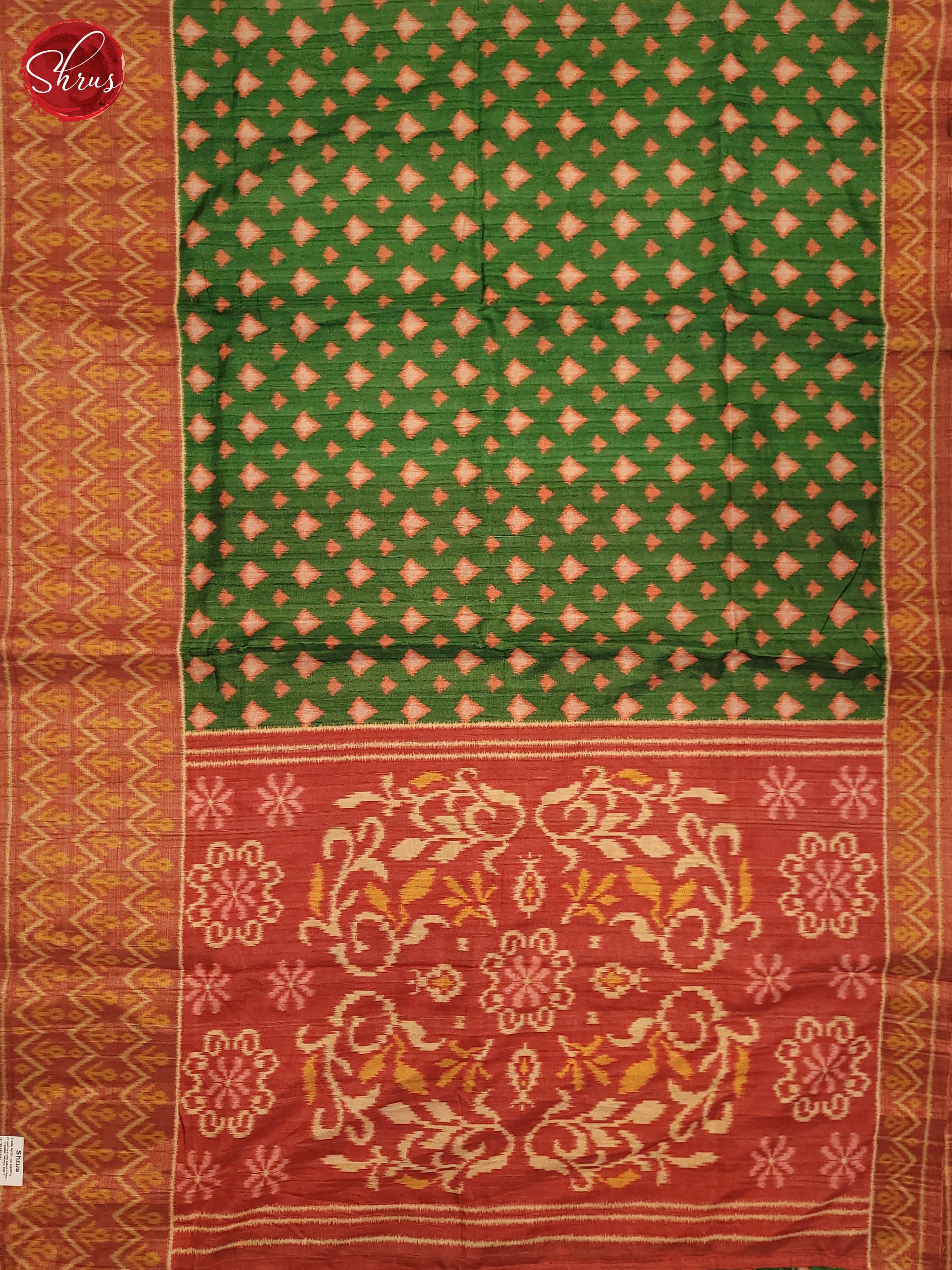 Green & Red - Semi Pochampally Saree - Shop on ShrusEternity.com