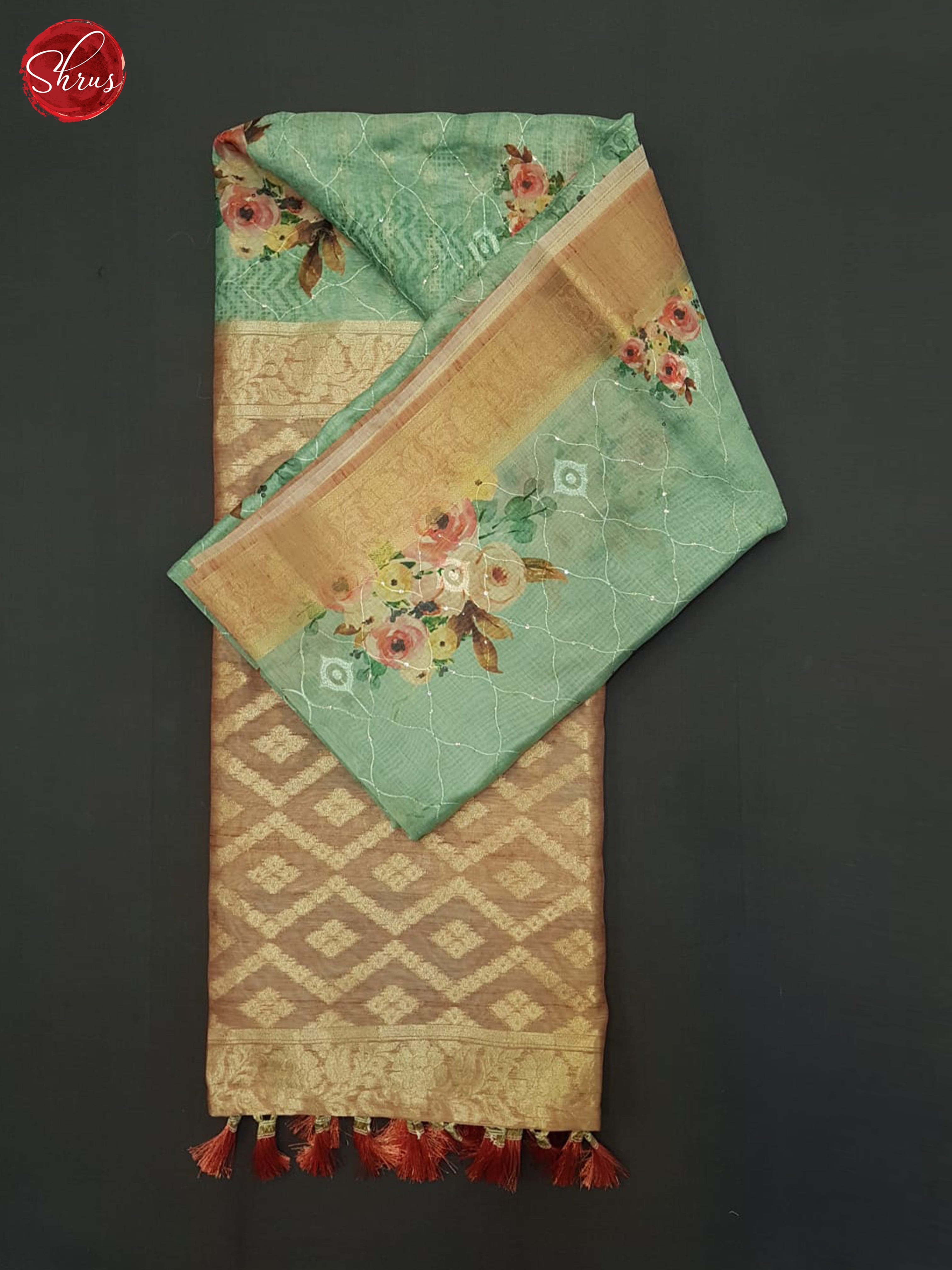 Green & Brown- Semi Jute Saree - Shop on ShrusEternity.com