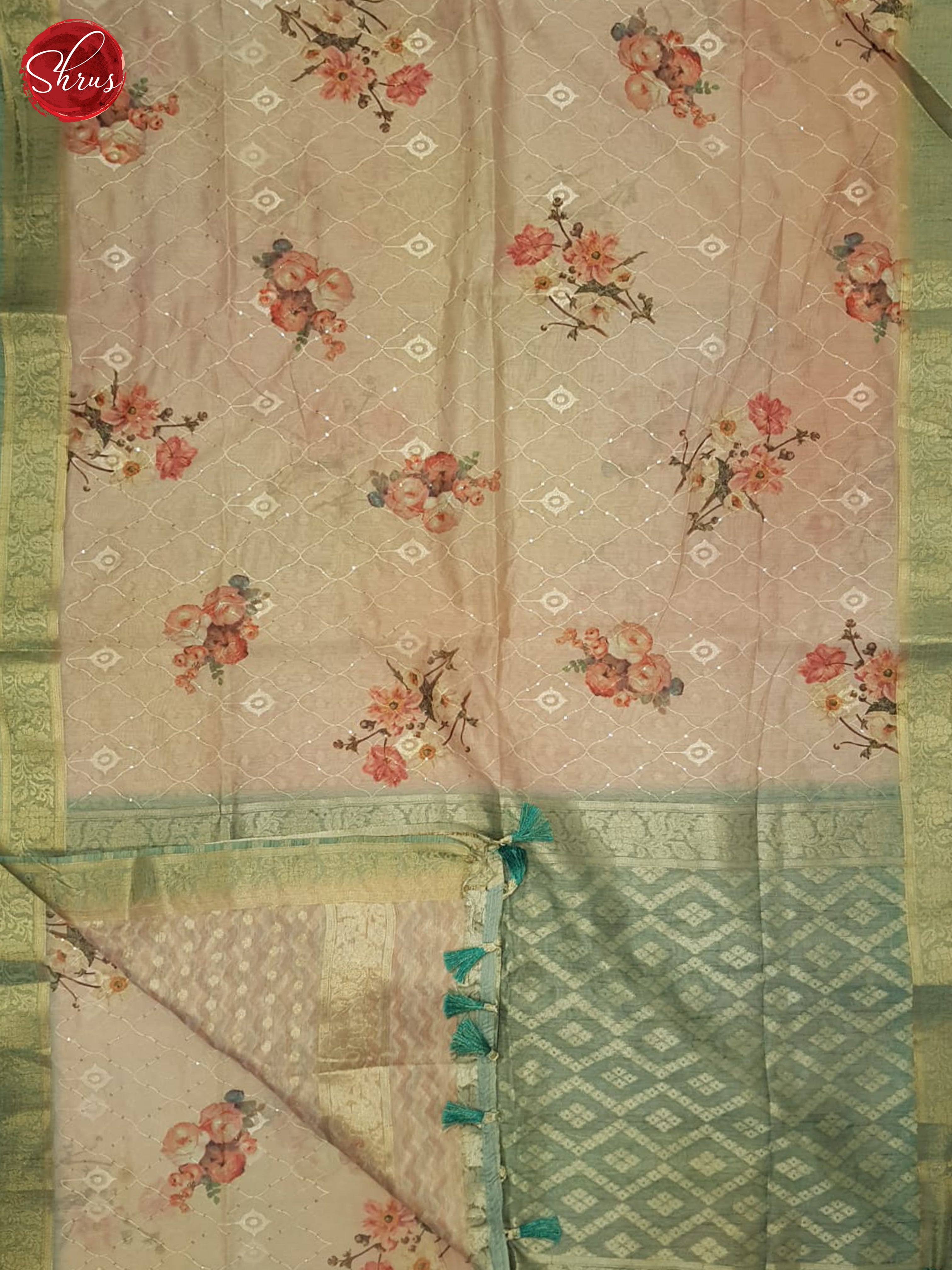 Onion Pink & Green - Semi Jute Saree - Shop on ShrusEternity.com