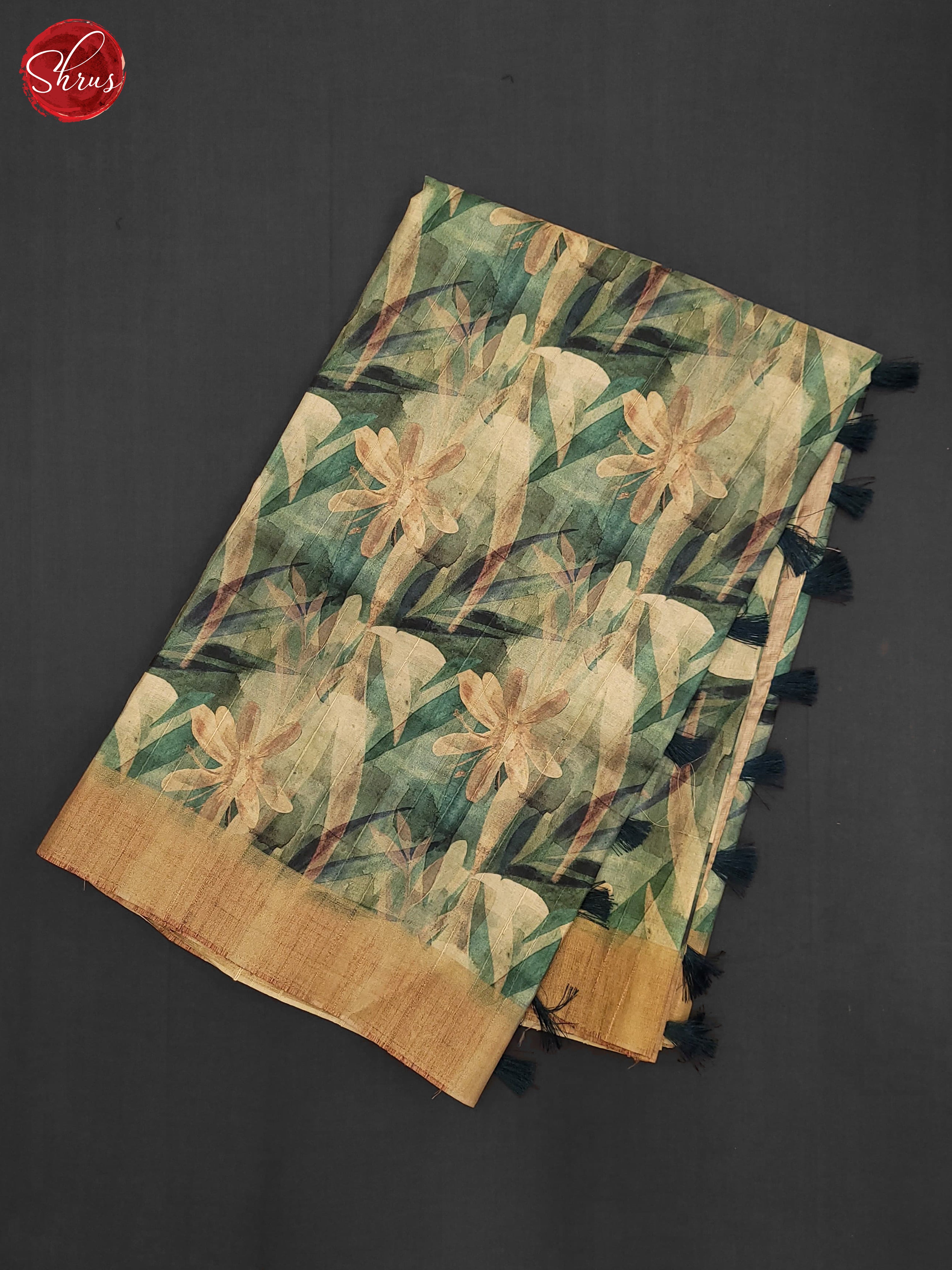 Green & Beige - Semi Tussar Saree - Shop on ShrusEternity.com