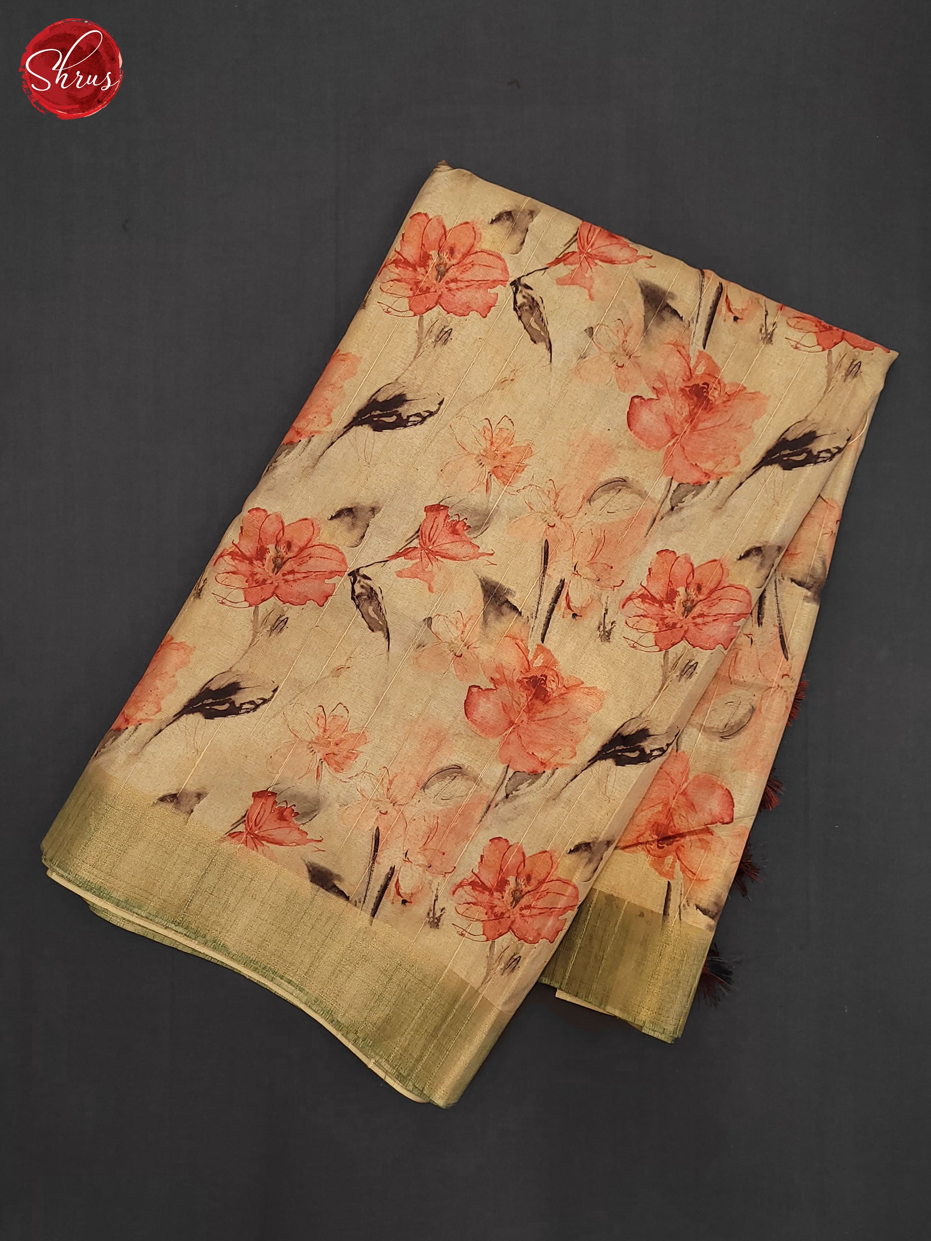 Beige & Green - Semi Tussar Saree - Shop on ShrusEternity.com