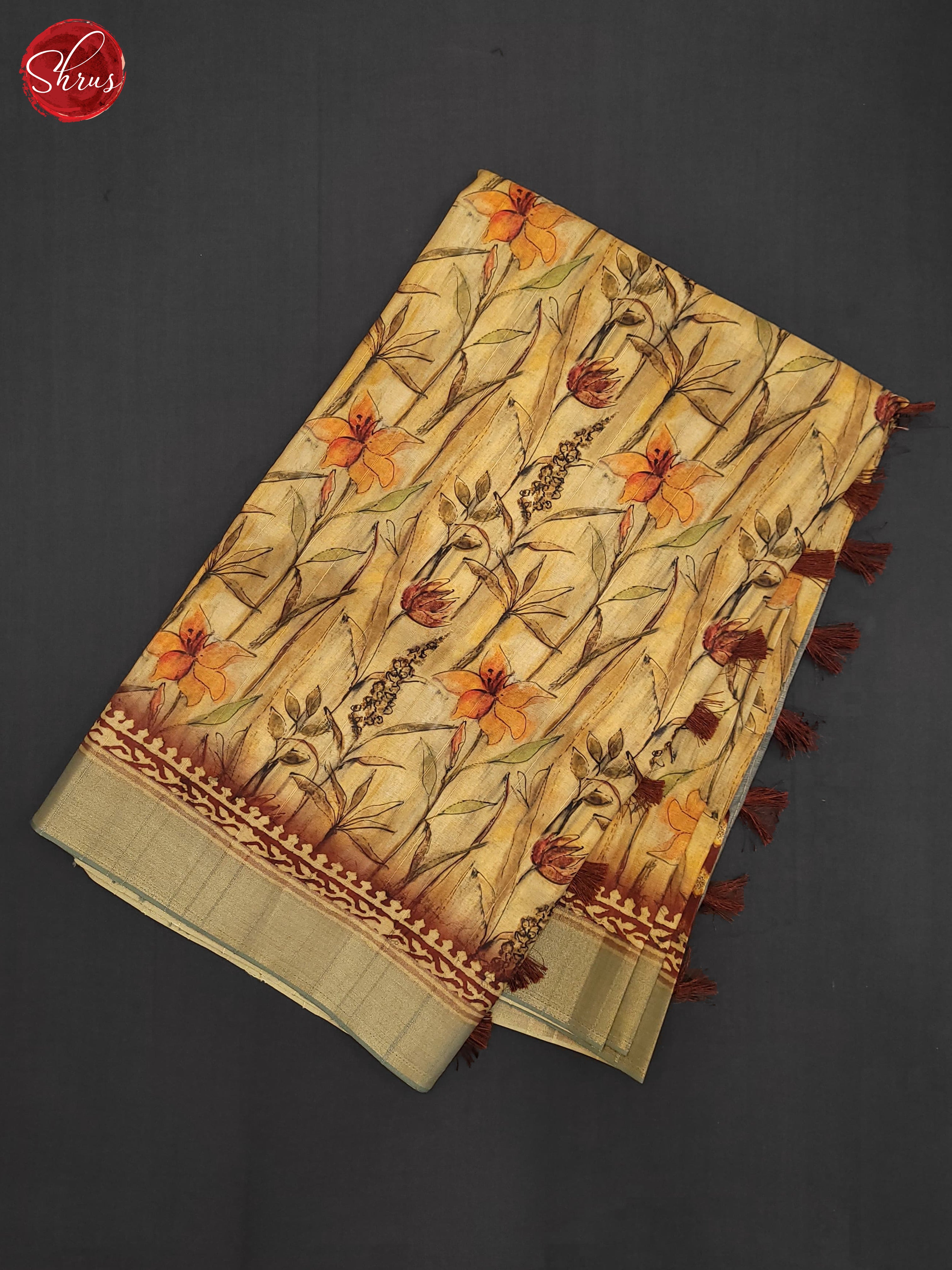 Beige & Brown - Semi Tussar Saree - Shop on ShrusEternity.com