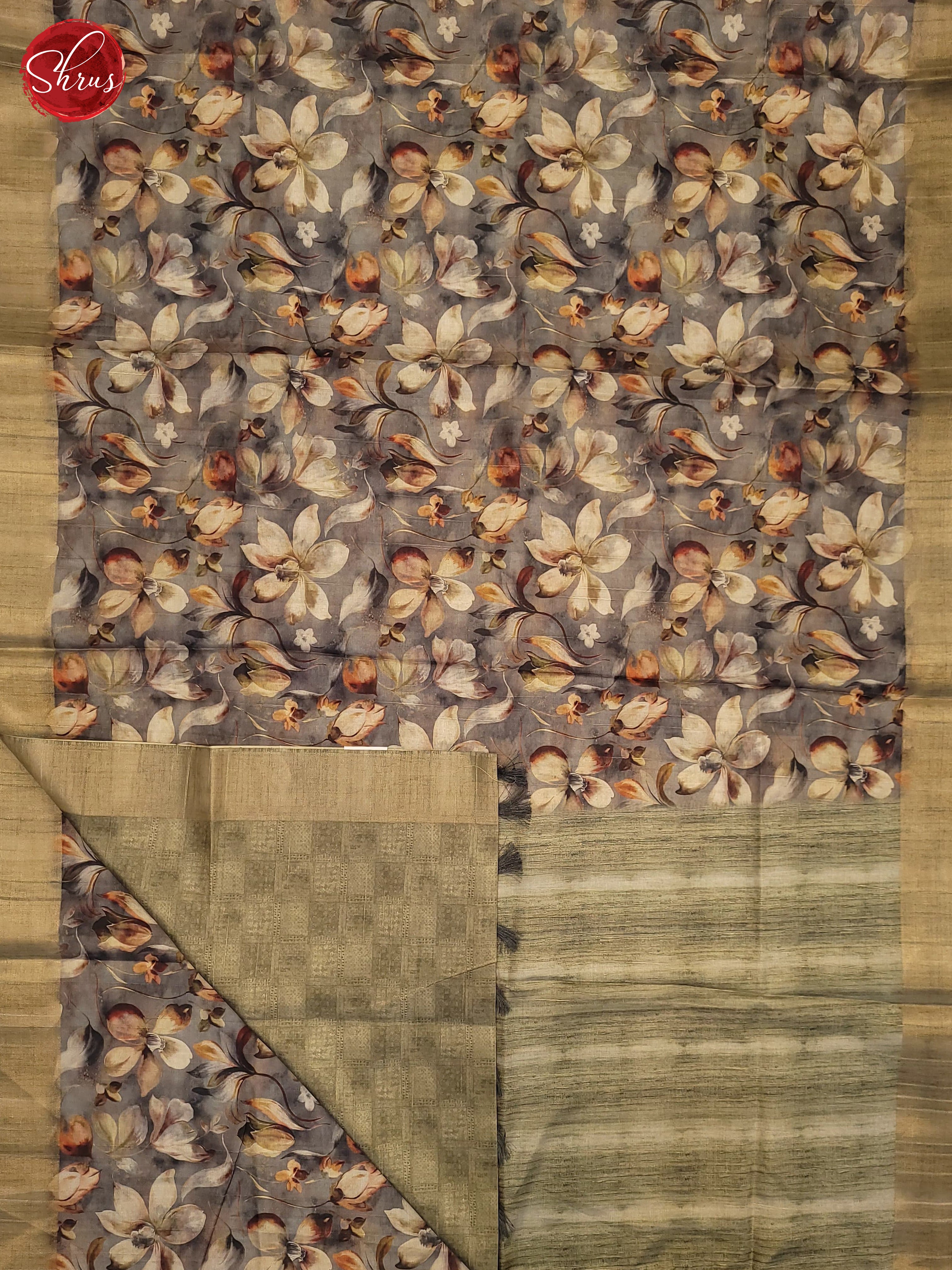 Grey & Beige - Semi Tussar Saree - Shop on ShrusEternity.com