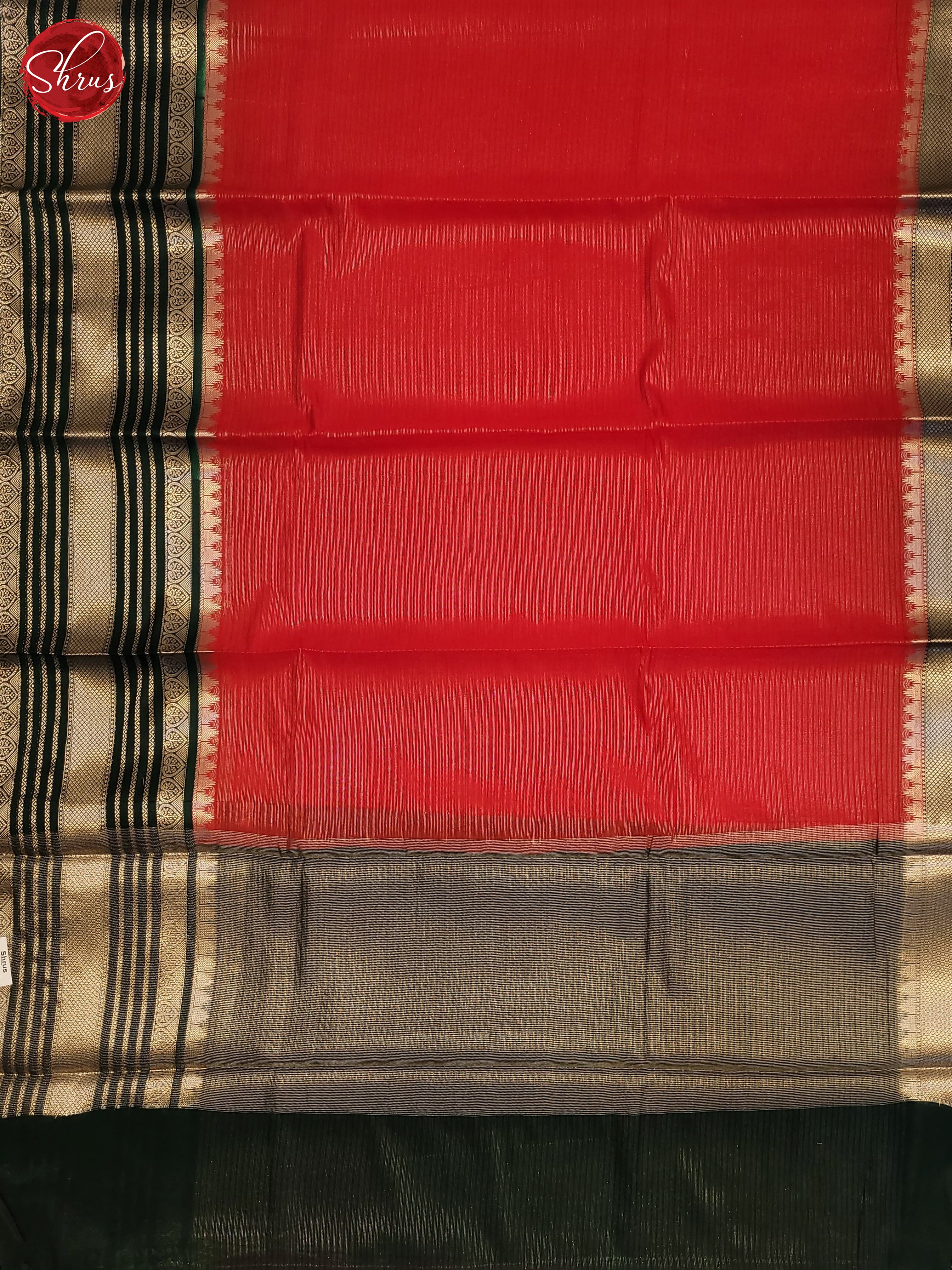 Red & Green- Semi Dupion Saree - Shop on ShrusEternity.com