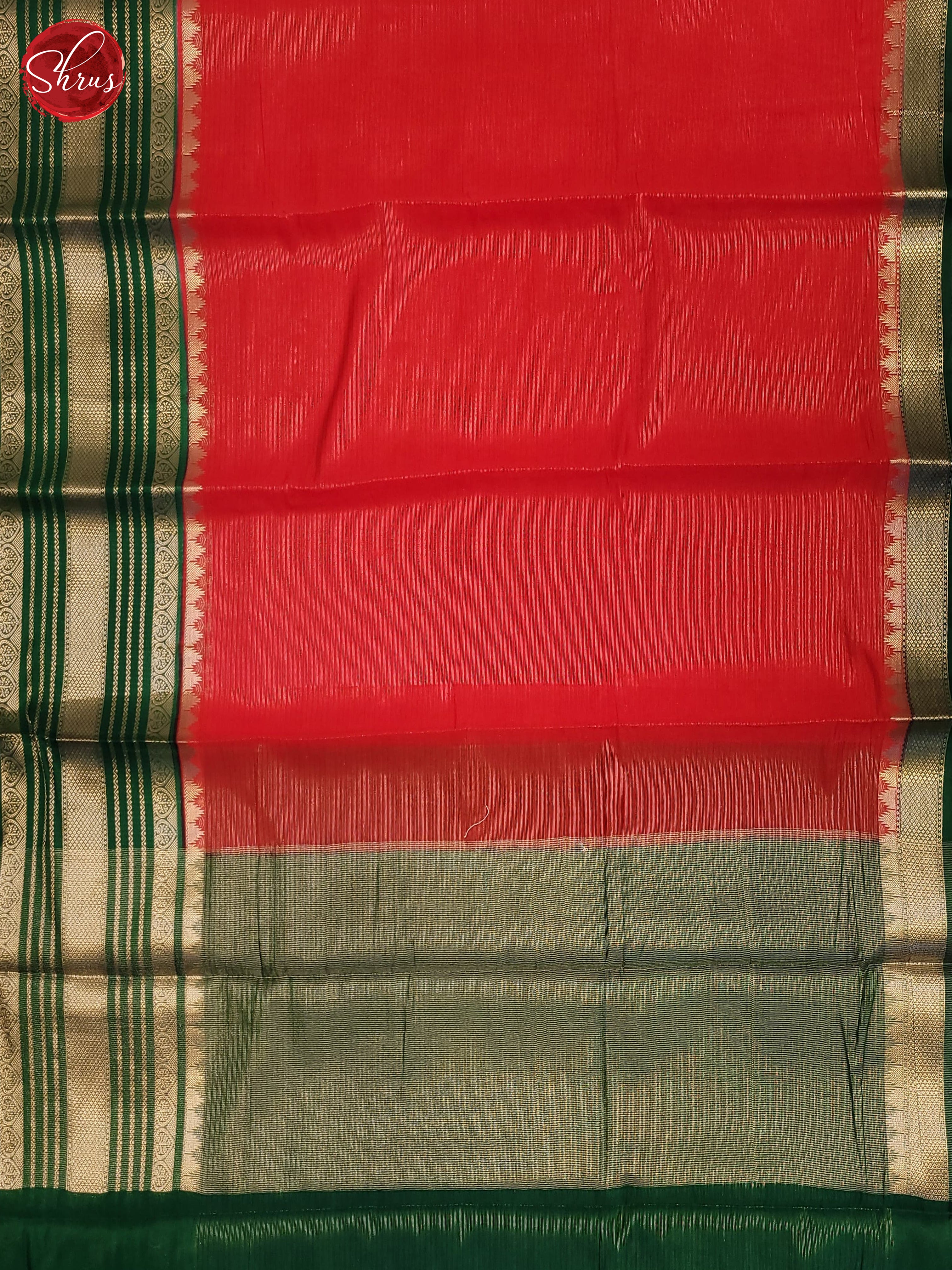 Red & Green - Semi Dupion Saree - Shop on ShrusEternity.com