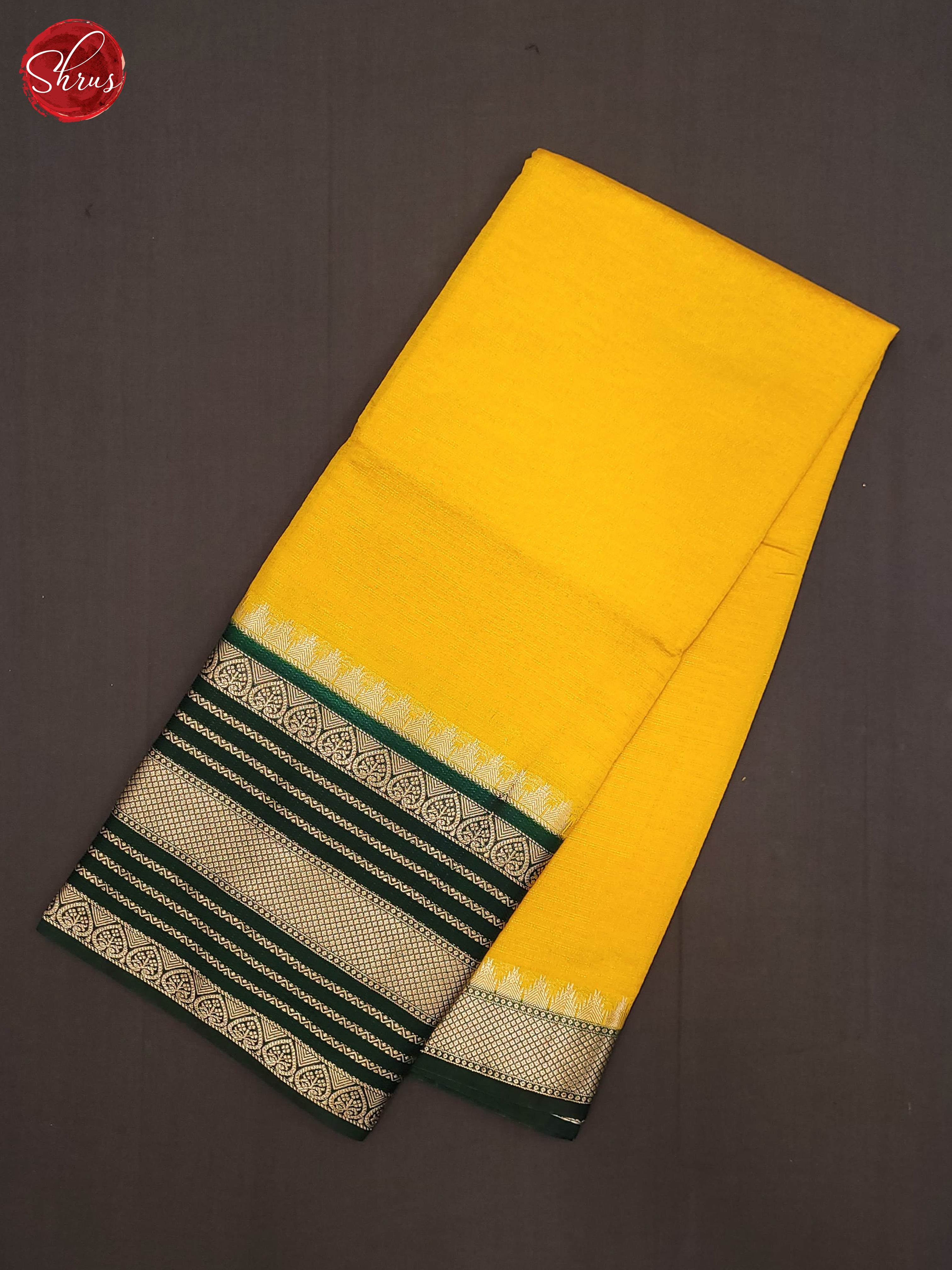 Yellow & Green - Semi Dupion Saree - Shop on ShrusEternity.com