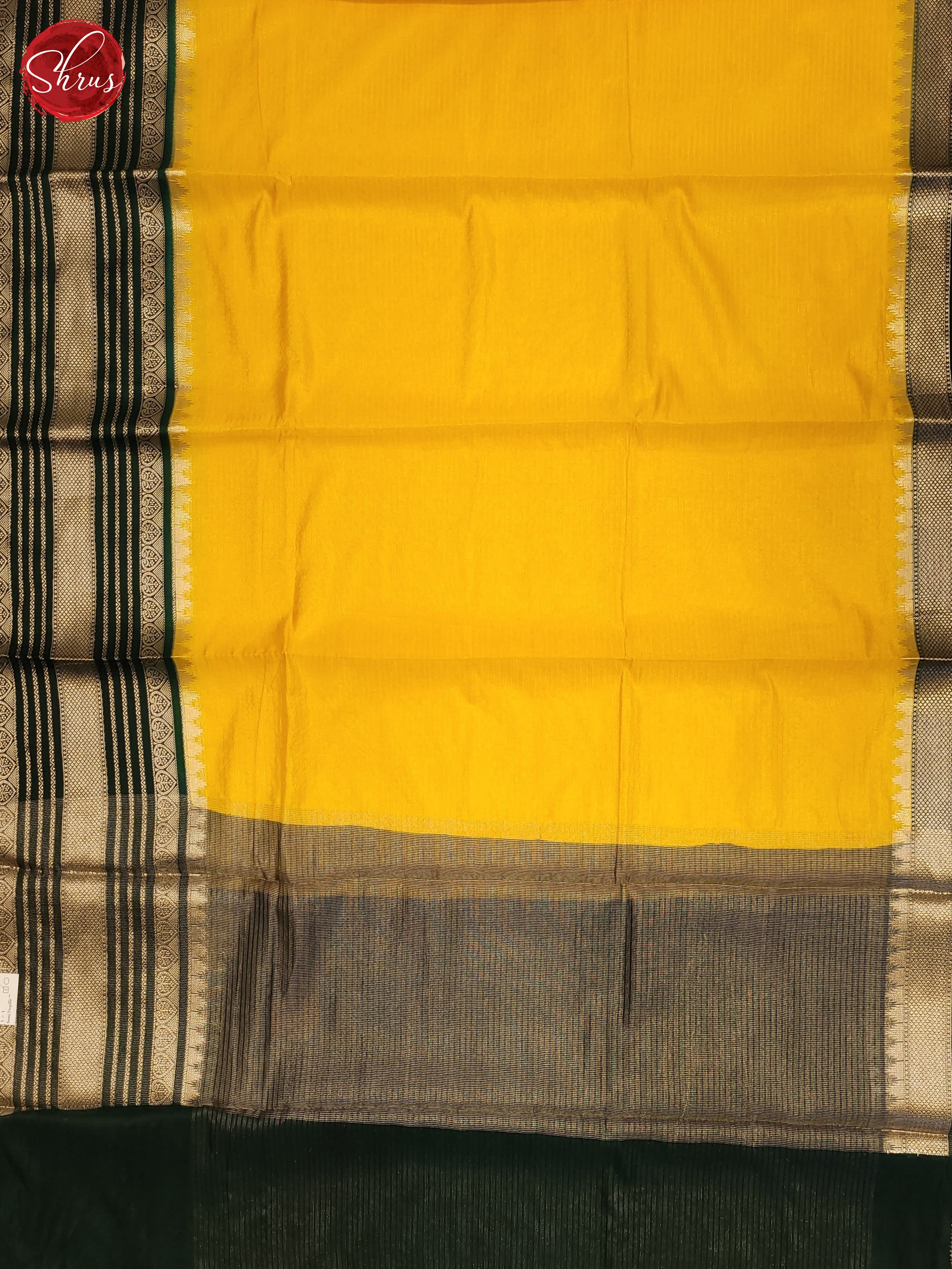 Yellow & Green - Semi Dupion Saree - Shop on ShrusEternity.com