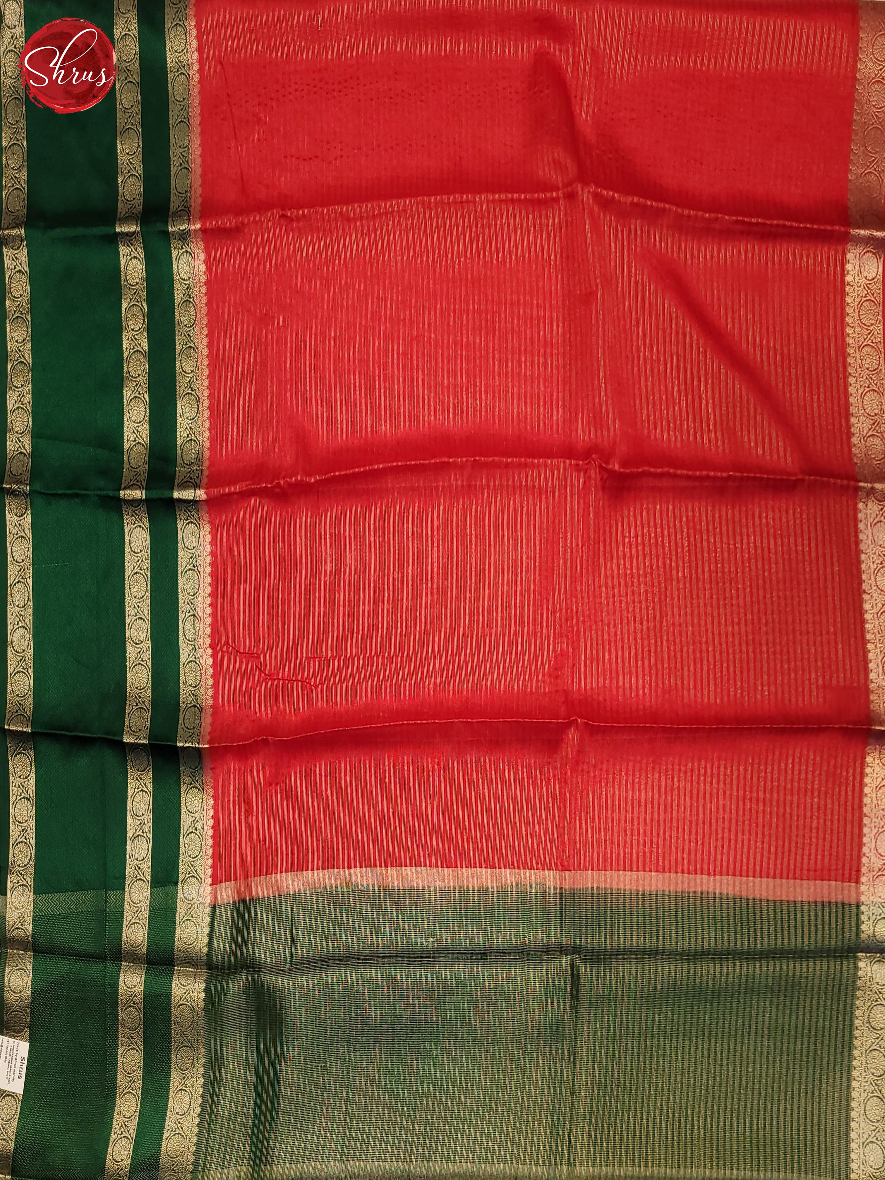 Red & Green- Semi Dupion Saree - Shop on ShrusEternity.com