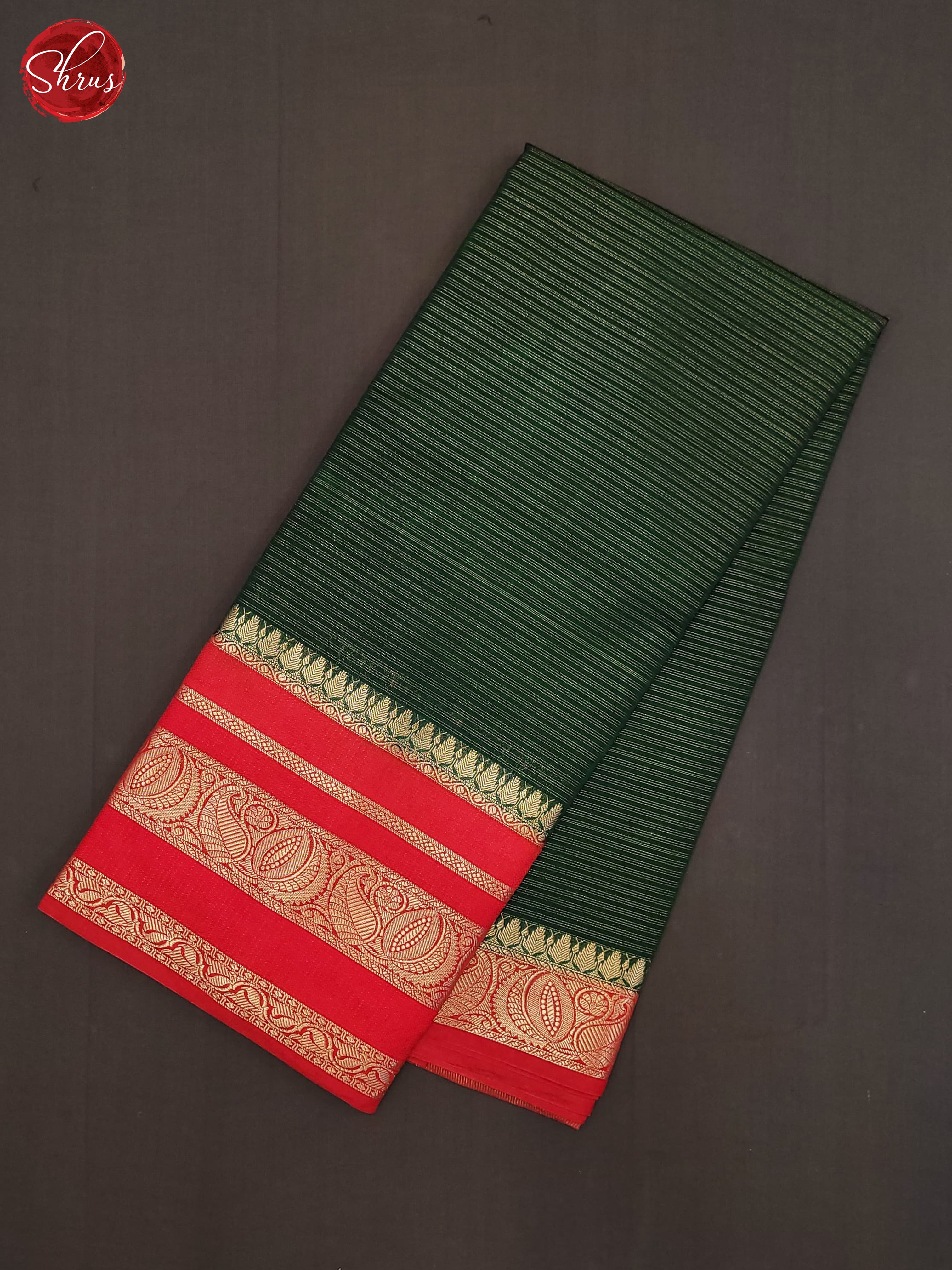 Green & Red - Semi Dupion Saree - Shop on ShrusEternity.com