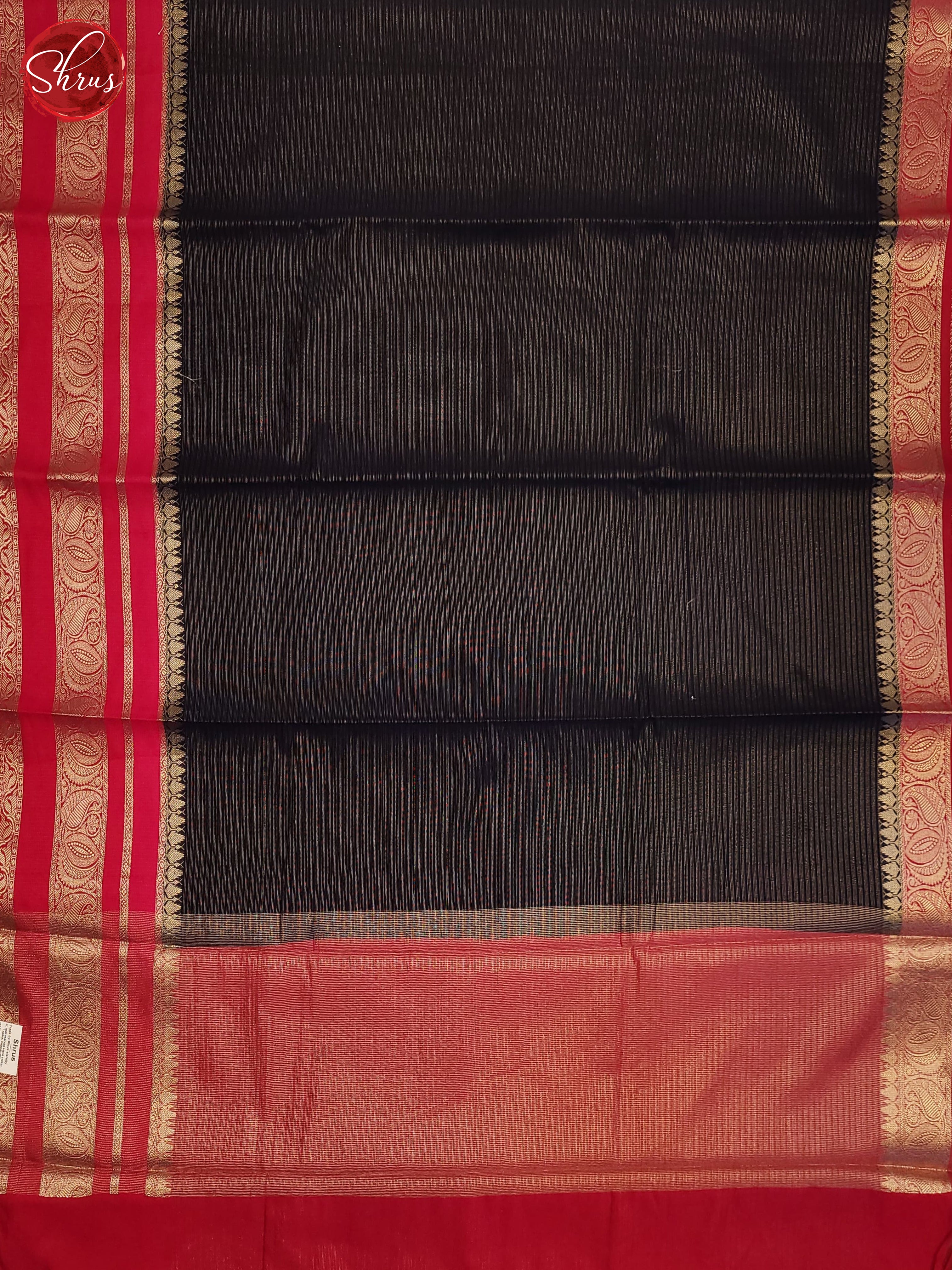 Navy Blue & Red - Semi Dupion Saree - Shop on ShrusEternity.com