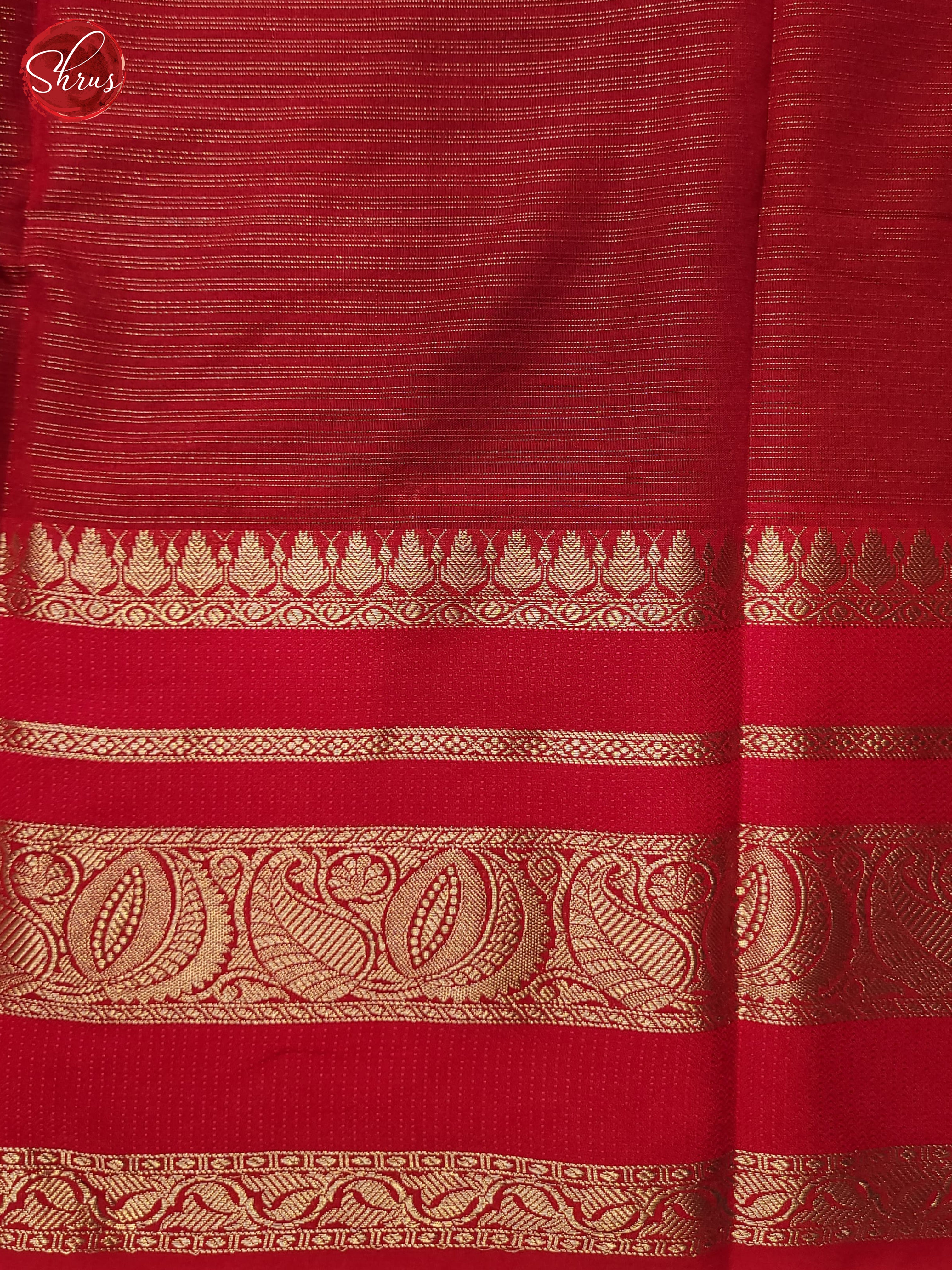 Navy Blue & Red - Semi Dupion Saree - Shop on ShrusEternity.com