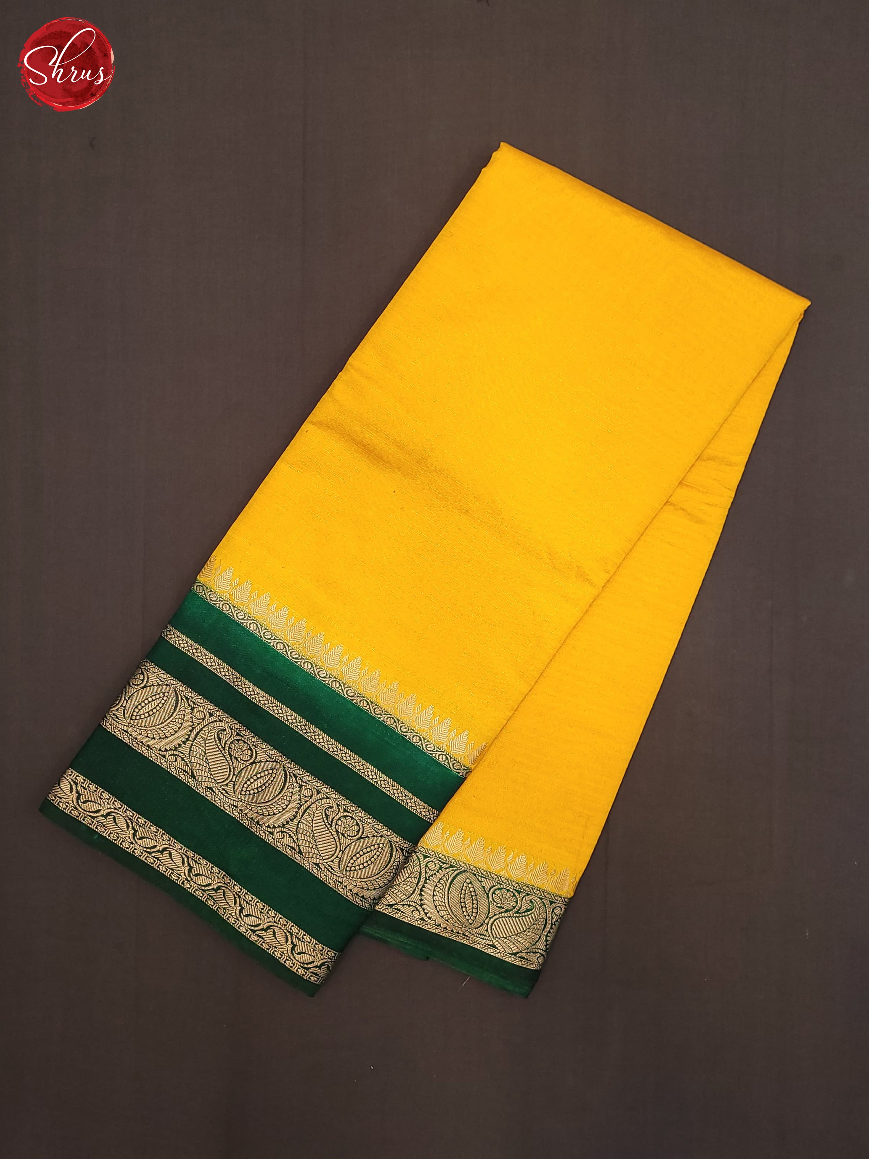 Yellow & Green - Semi Dupion Saree - Shop on ShrusEternity.com