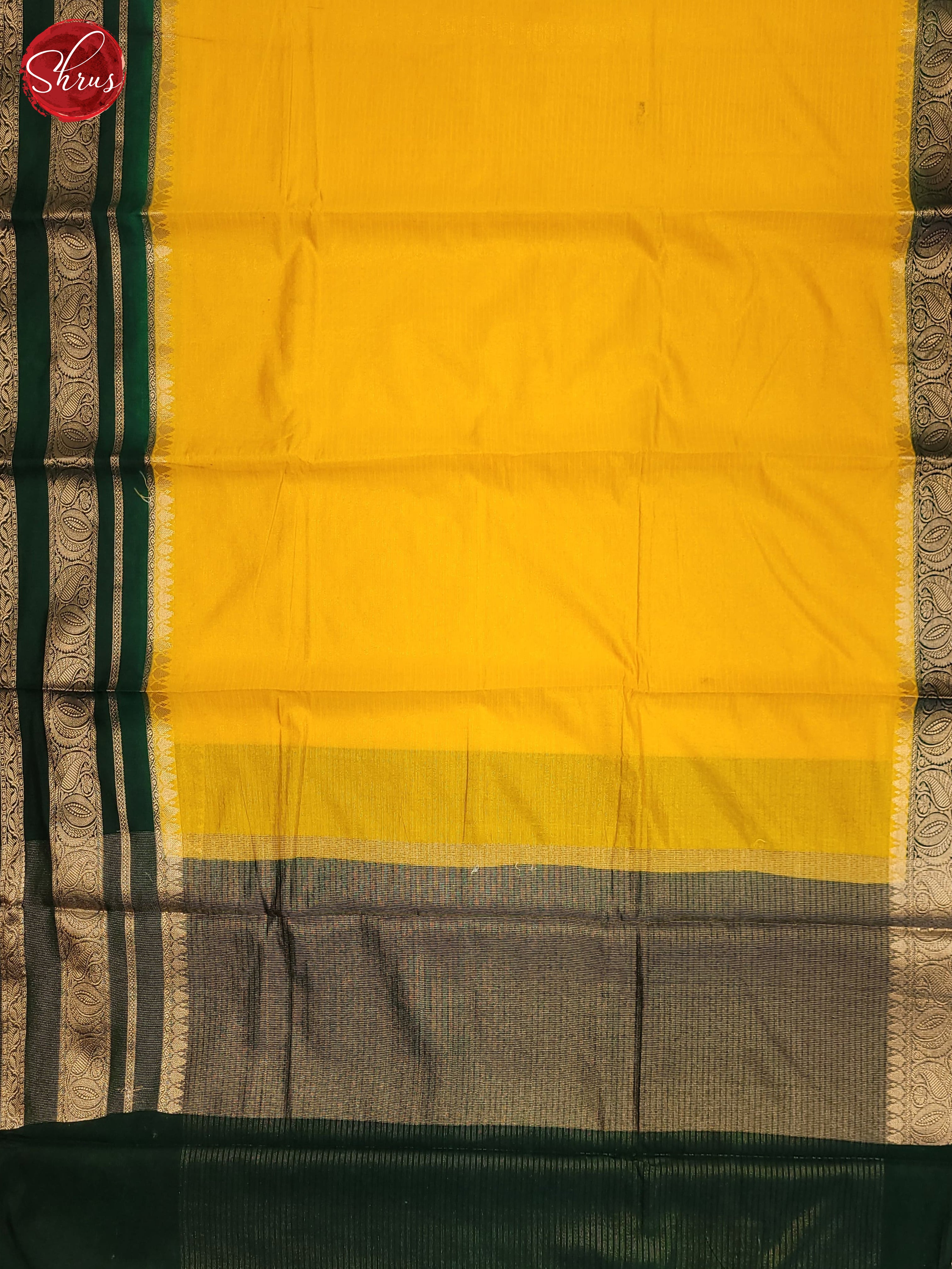 Yellow & Green - Semi Dupion Saree - Shop on ShrusEternity.com