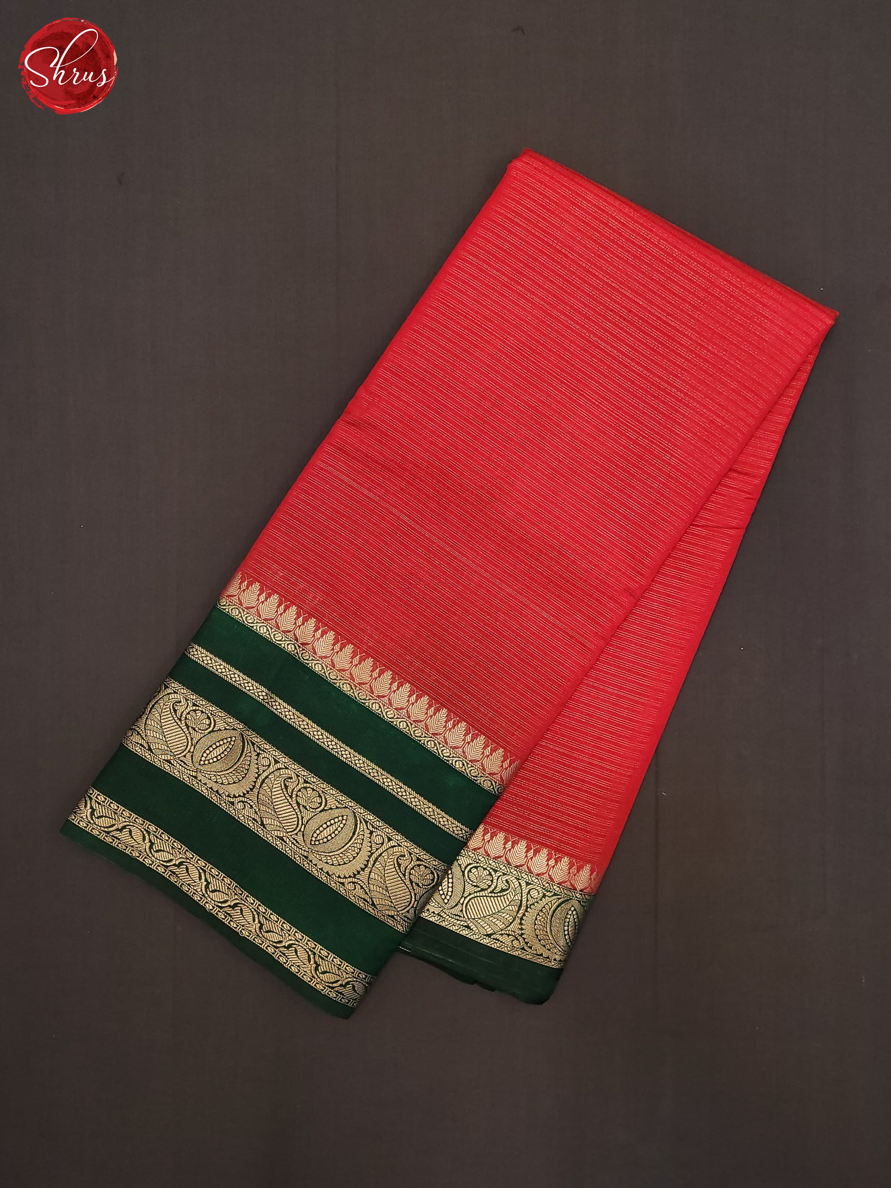 Red & Green- Semi Dupion Saree - Shop on ShrusEternity.com