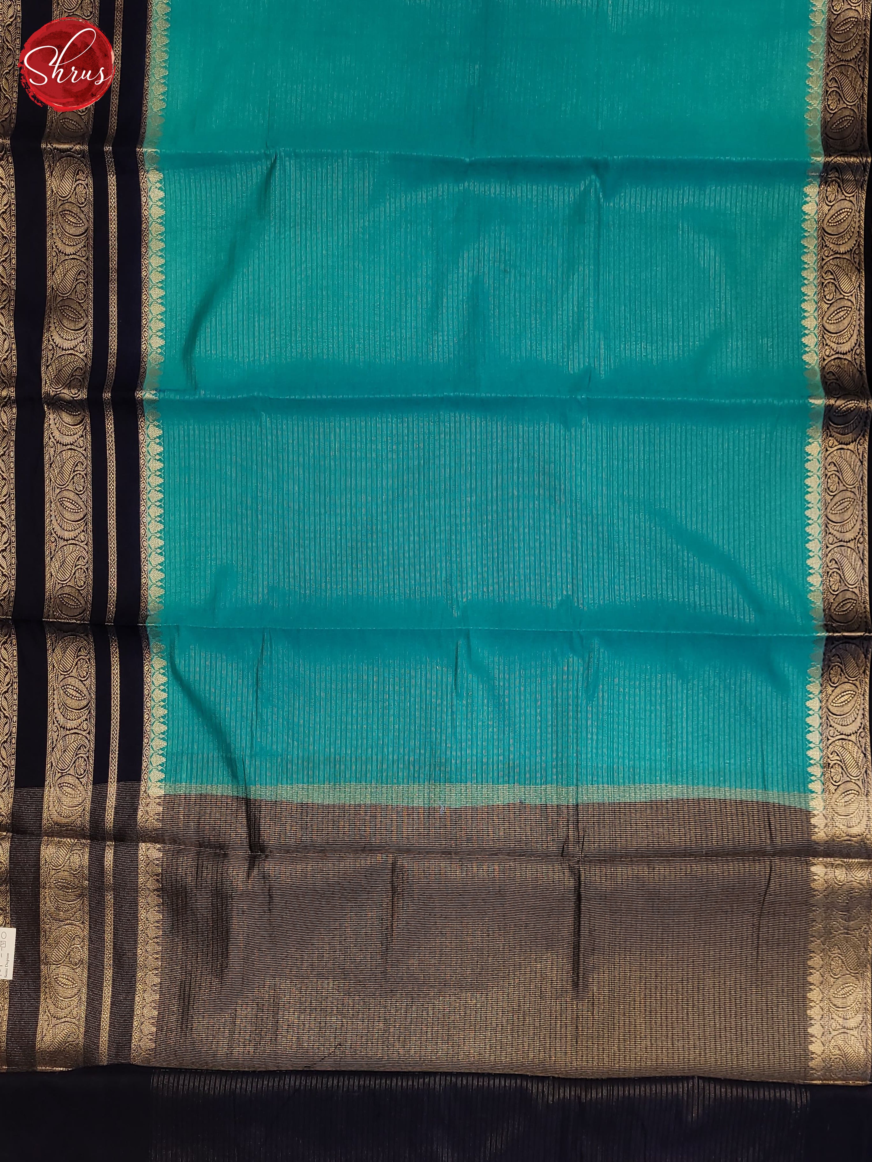 Teal Blue & Blue - Semi Dupion Saree - Shop on ShrusEternity.com