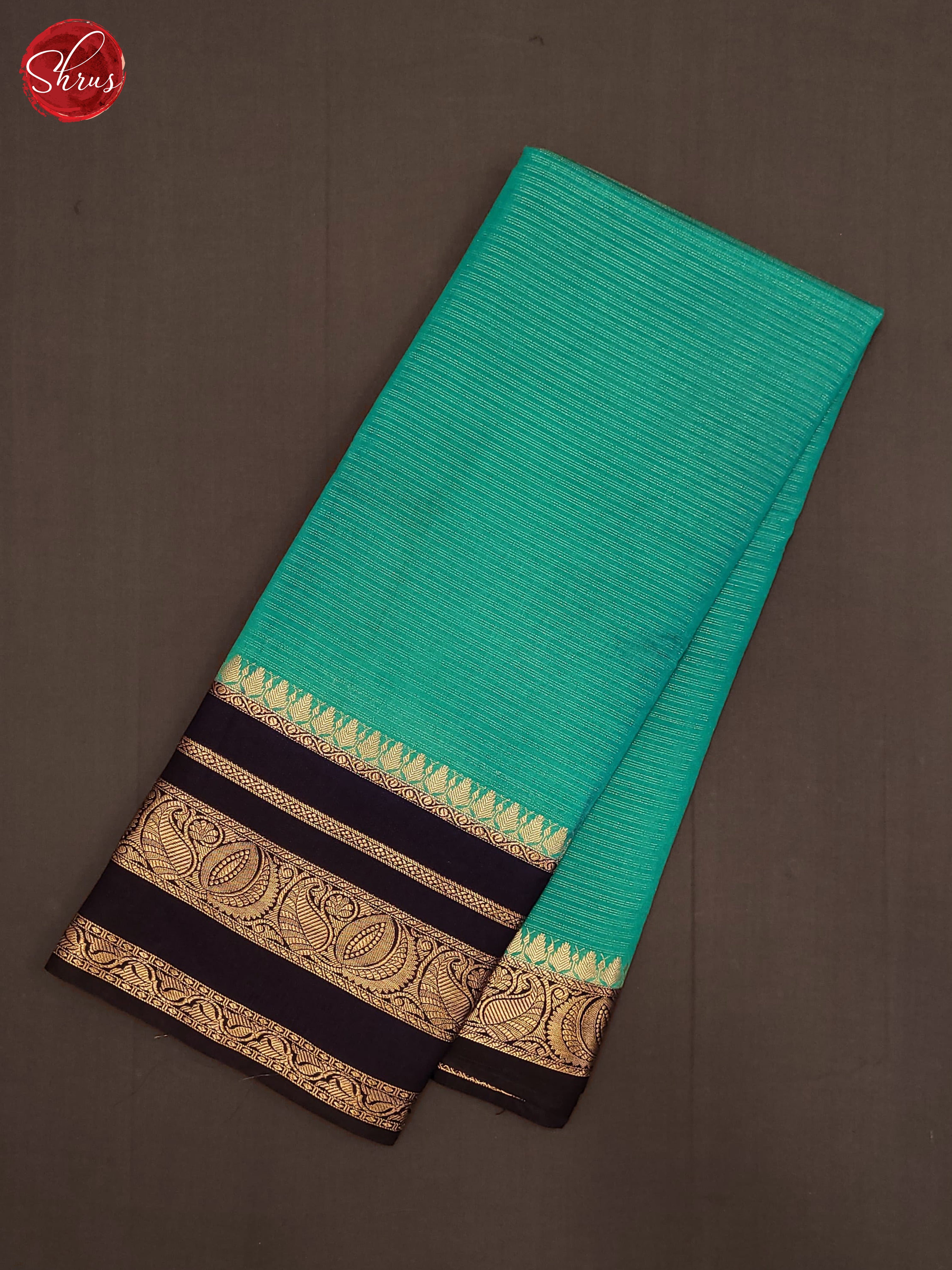 Teal Blue & Blue - Semi Dupion Saree - Shop on ShrusEternity.com