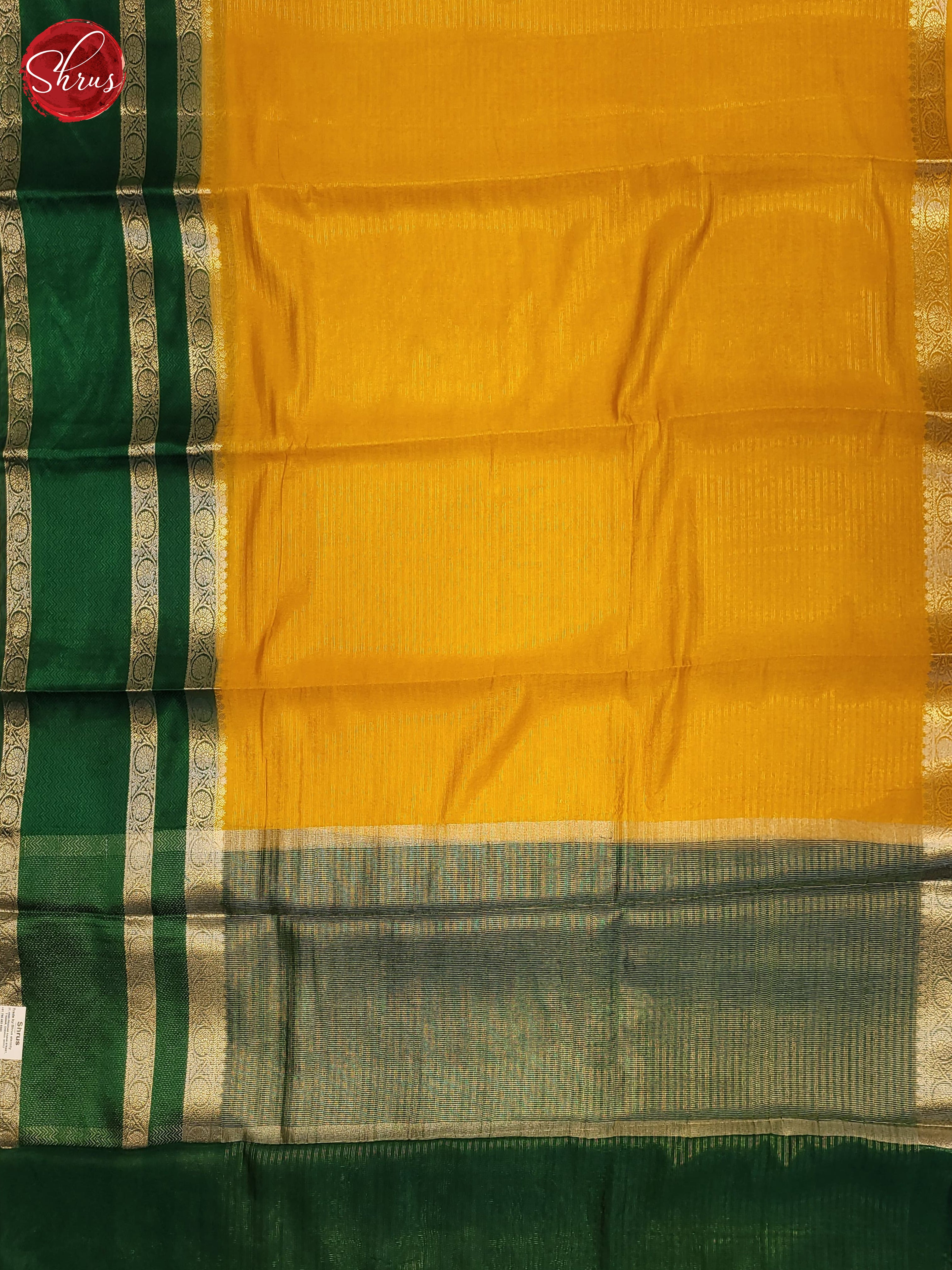 Yellow & Green- Semi Dupion Saree - Shop on ShrusEternity.com