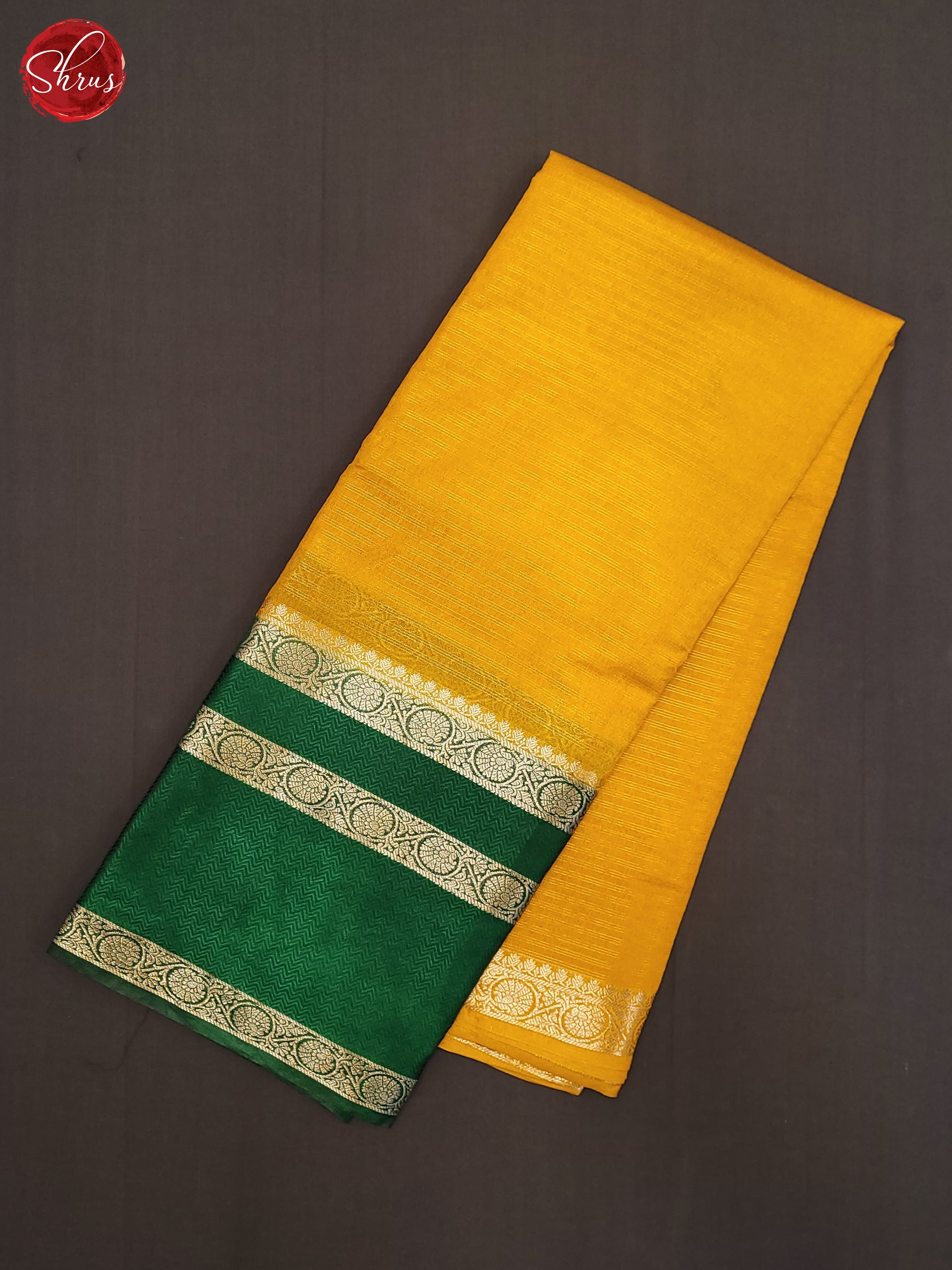 Yellow & Green- Semi Dupion Saree - Shop on ShrusEternity.com