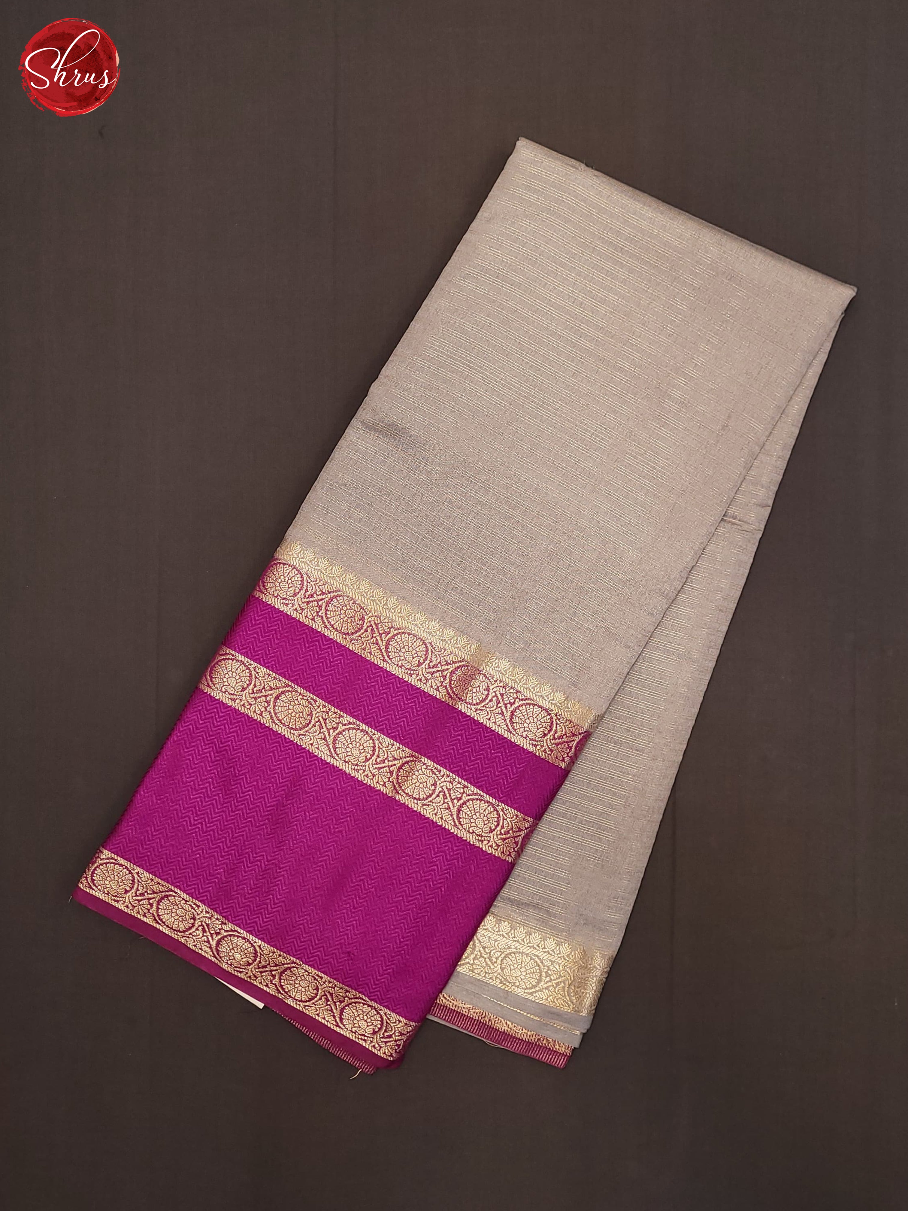 Grey & Pink - Semi Dupion Saree - Shop on ShrusEternity.com