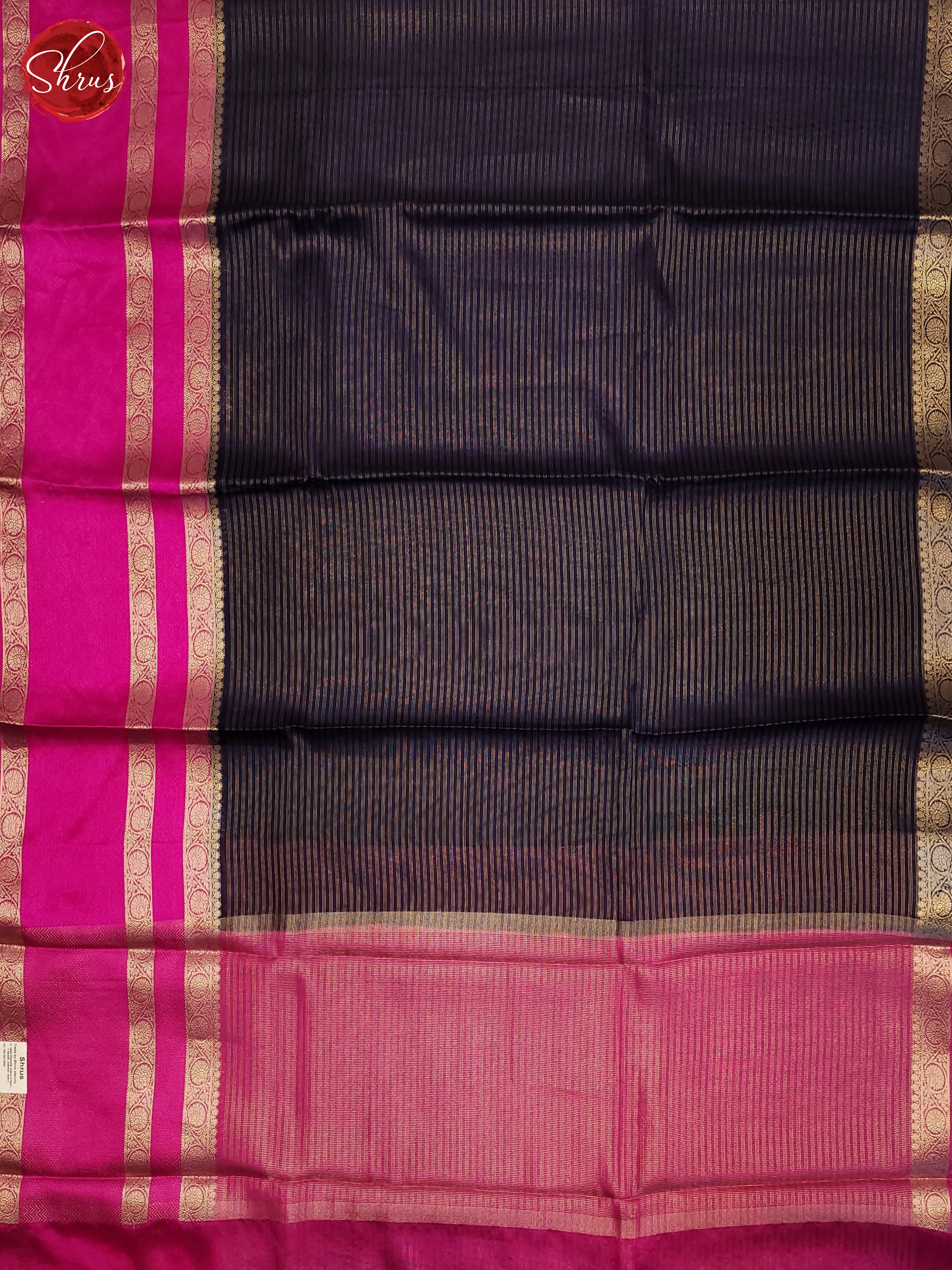 Navy Blue & Pink - Semi Dupion Saree - Shop on ShrusEternity.com