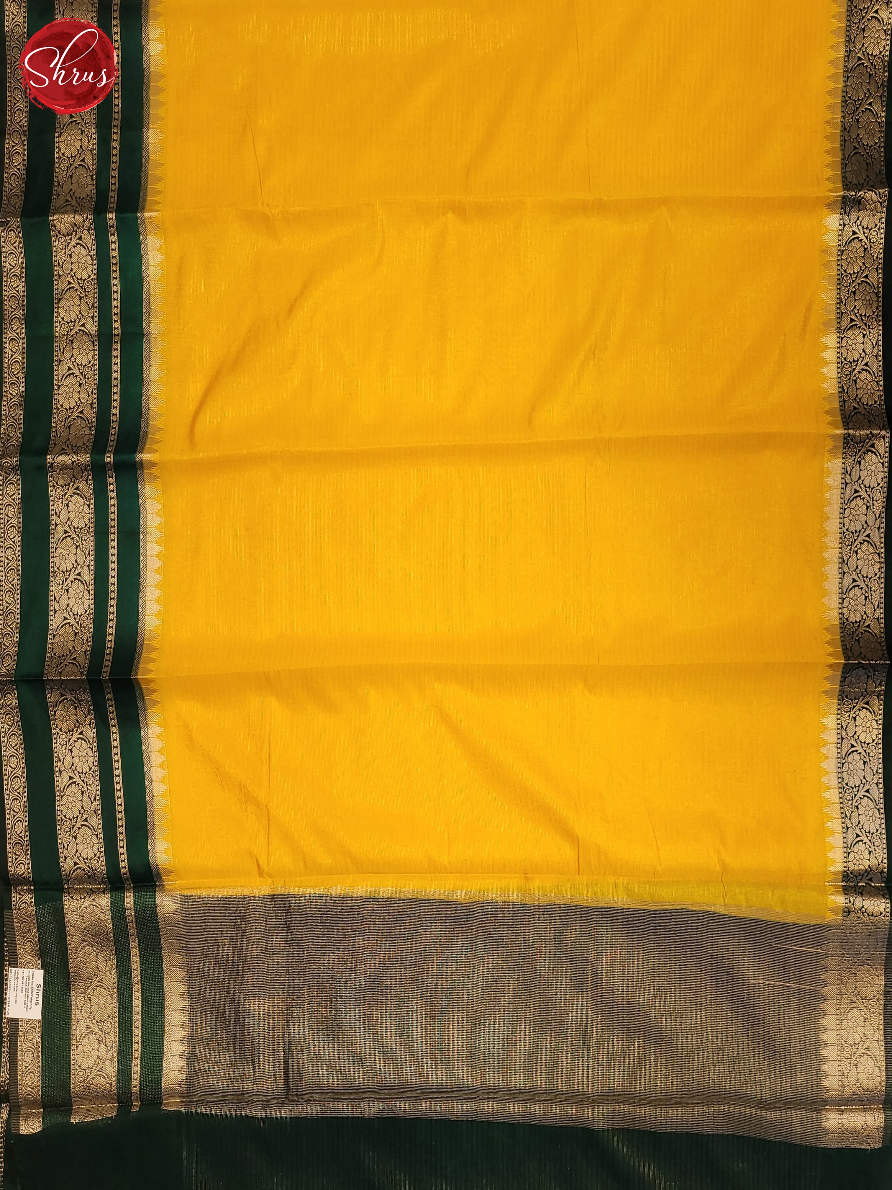 Yellow & Green - Semi Dupion Saree - Shop on ShrusEternity.com