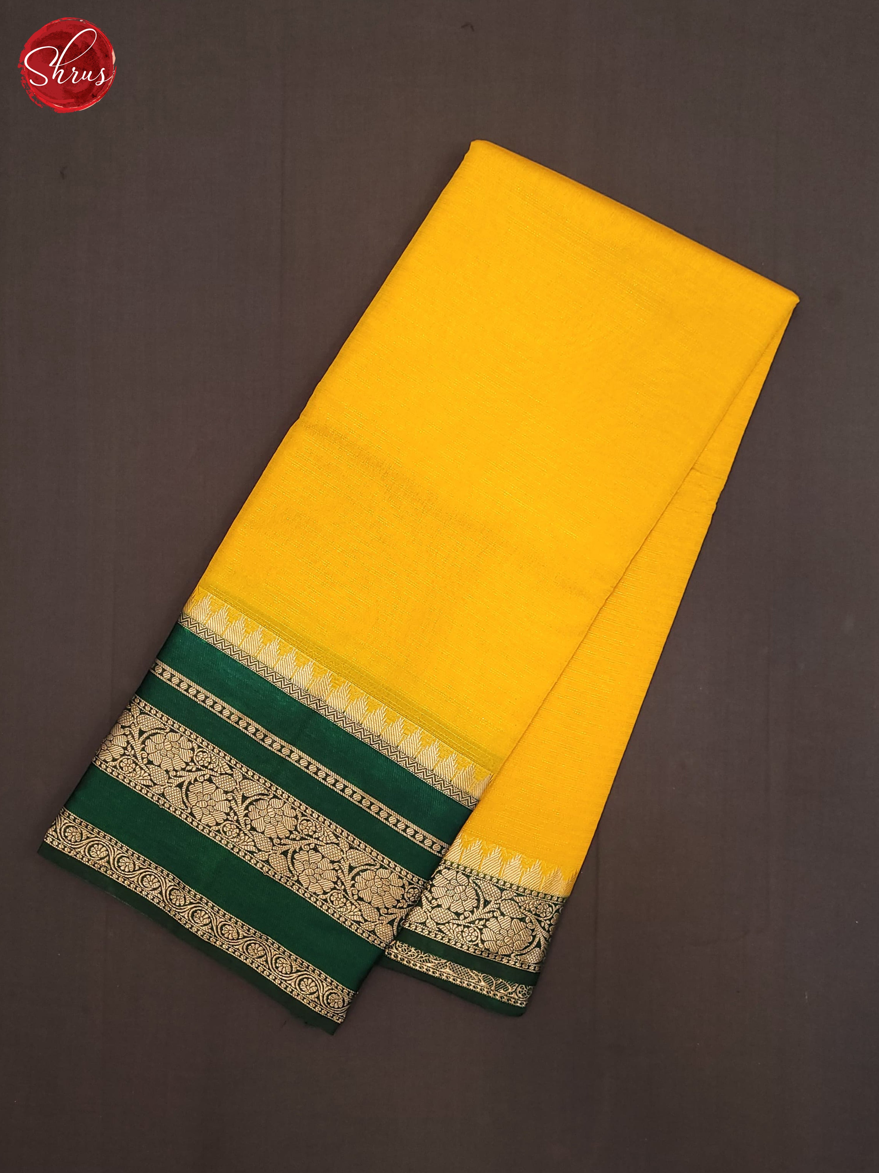 Yellow & Green - Semi Dupion Saree - Shop on ShrusEternity.com