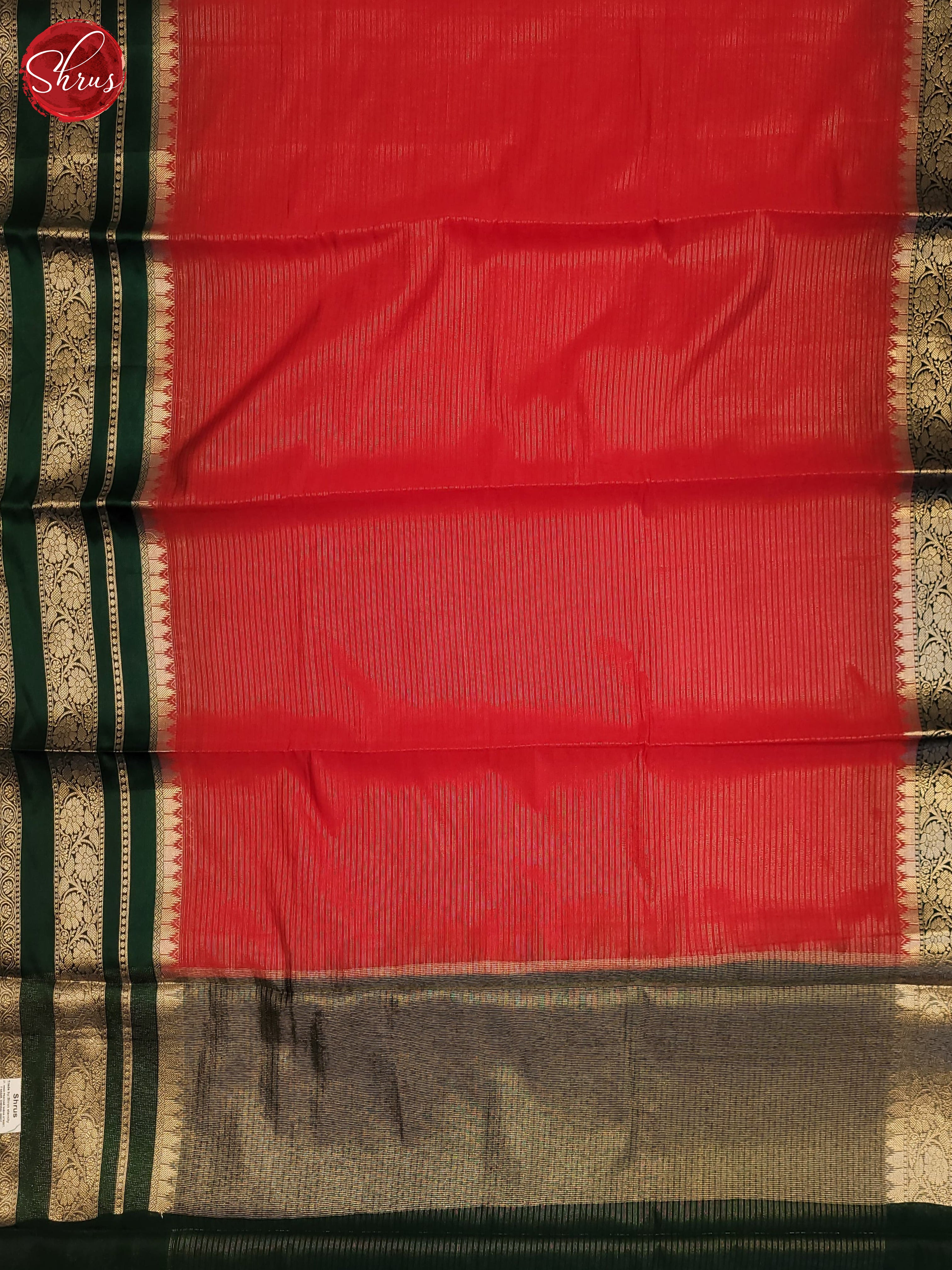 Red & Green - Semi Dupion Saree - Shop on ShrusEternity.com