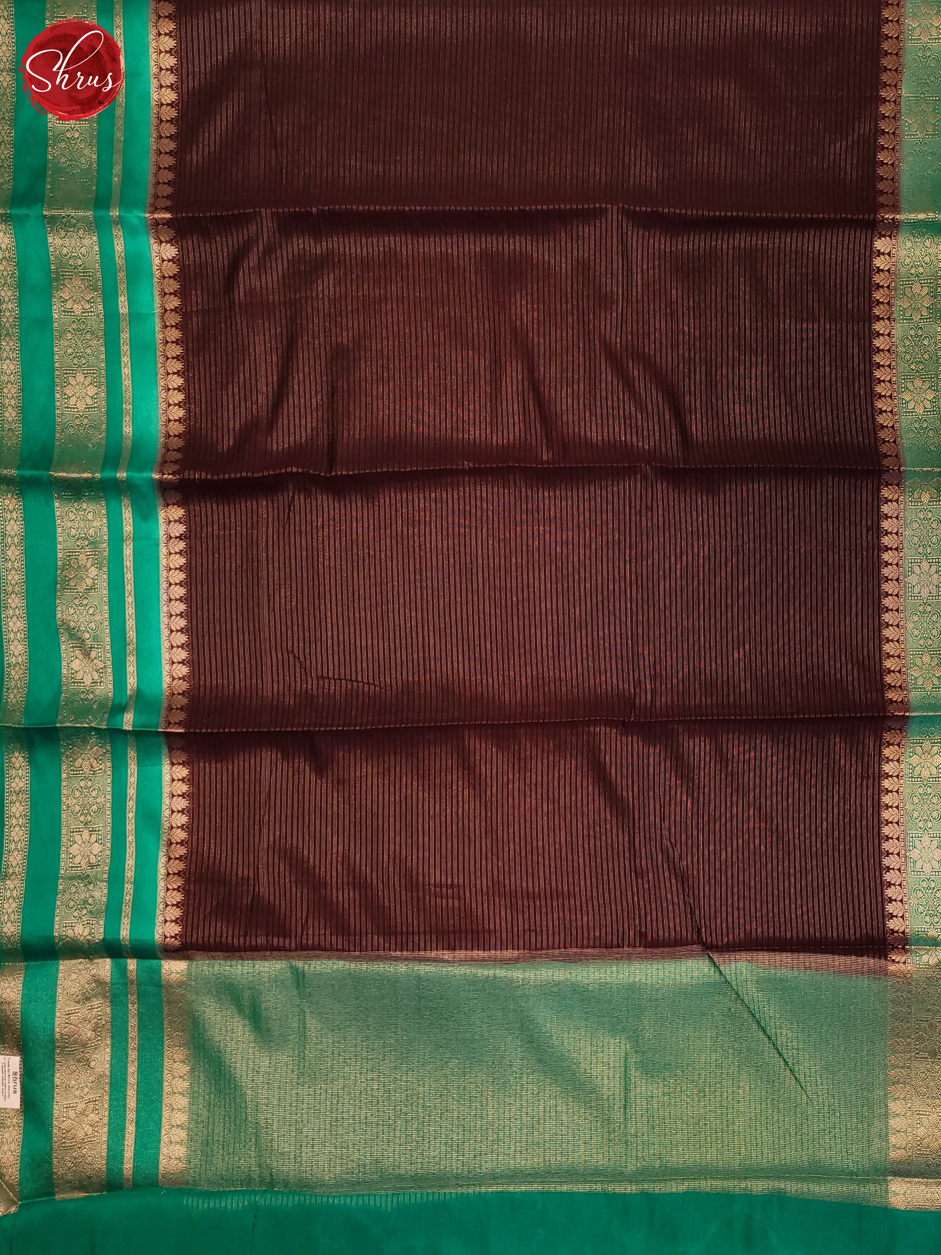 Brown  & Green - Semi Dupion Saree - Shop on ShrusEternity.com